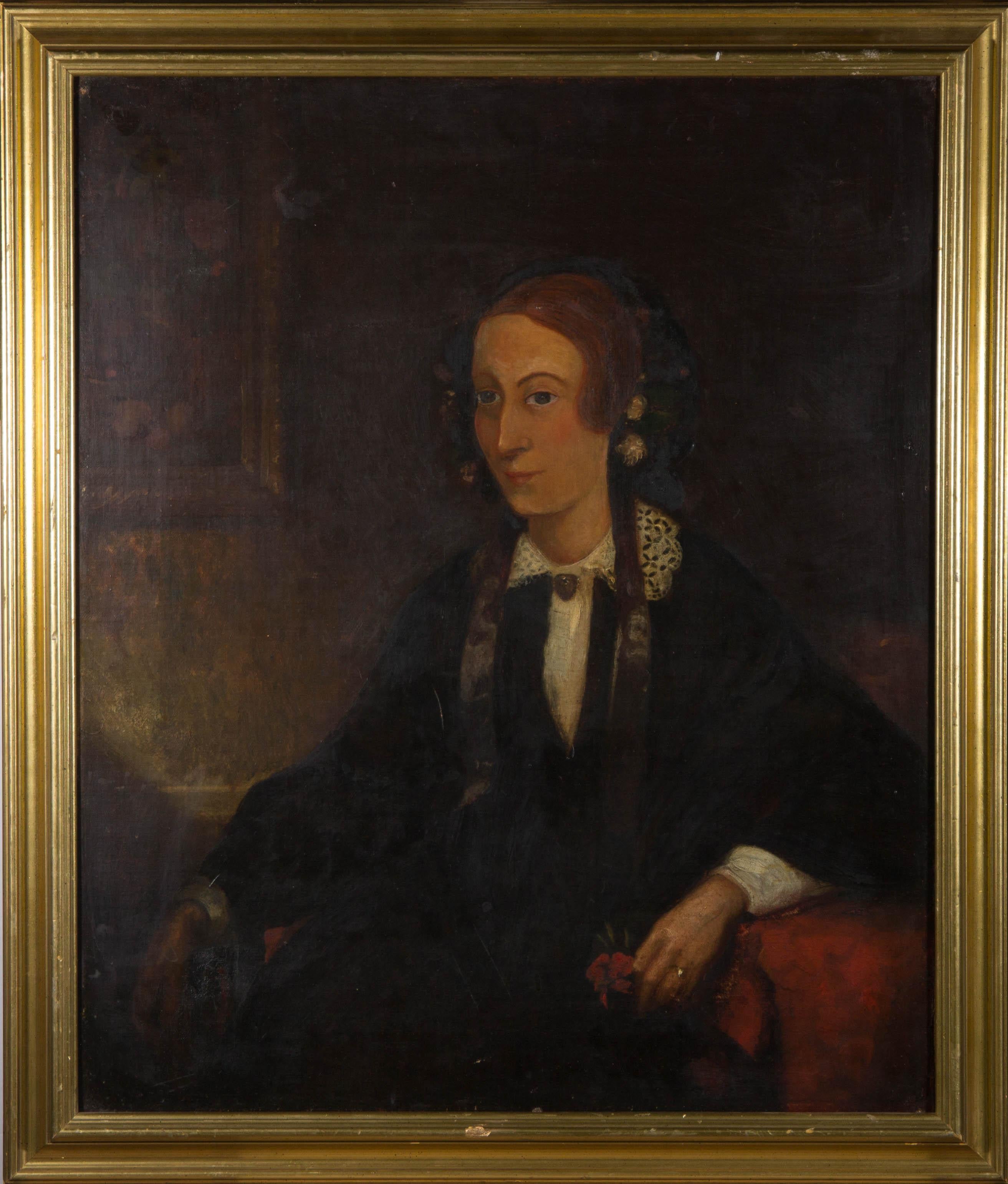 R. A. C. Gooch Portrait Painting - R.A.C. Gooch (fl. 1845 - 1871) - Signed & Framed 1858 Oil, Portrait of Lady