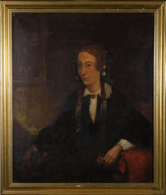 R.A.C. Gooch (fl. 1845 - 1871) - Signed 
Framed 1858 Oil, Portrait of Lady