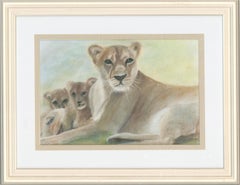 Patti Harford - Contemporary Pastel, Mother Lion and Cubs