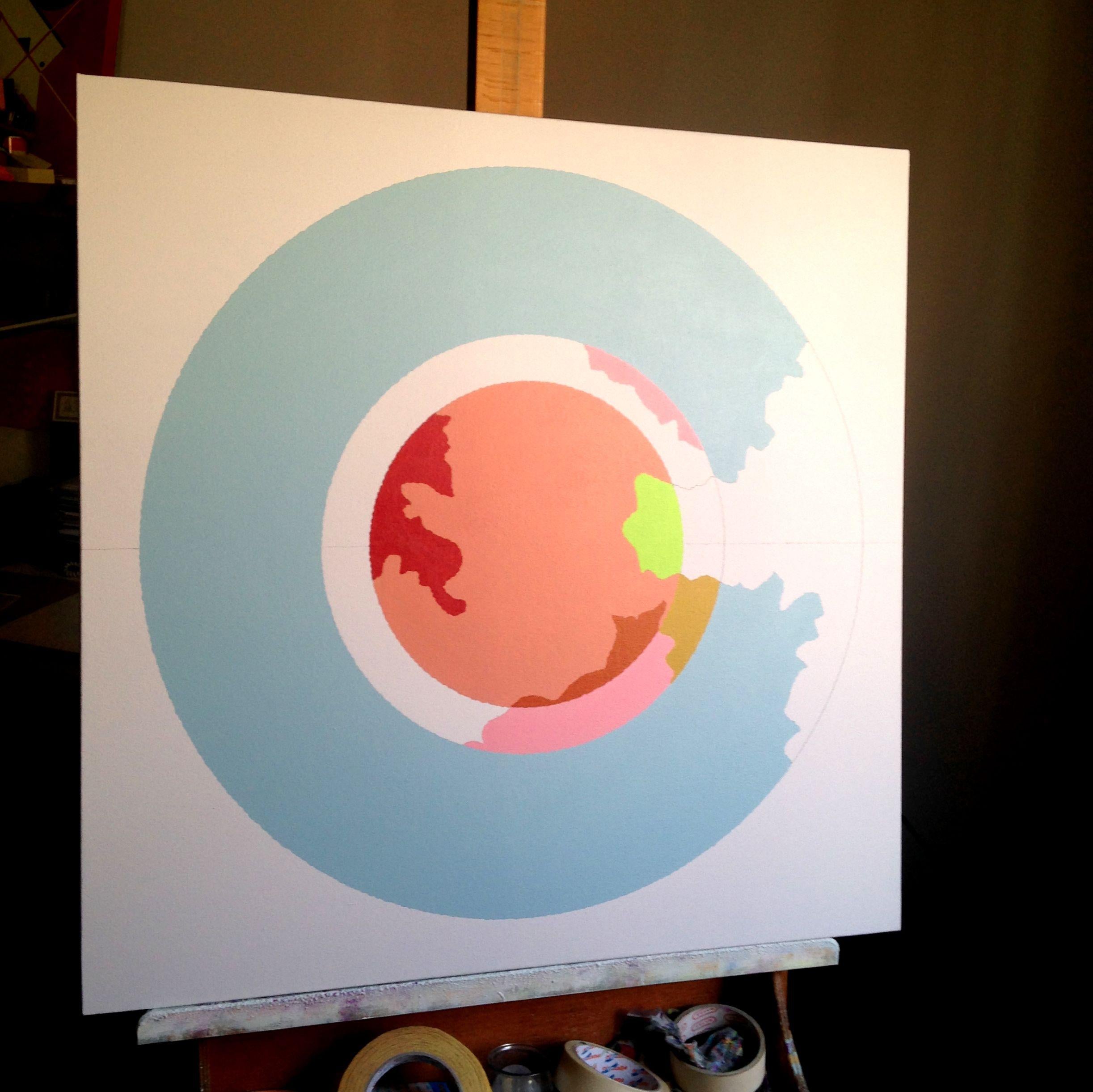 Bulleye II (Bullauge-Serie), Gemälde, Acryl auf Leinwand (Grau), Abstract Painting, von boy droid