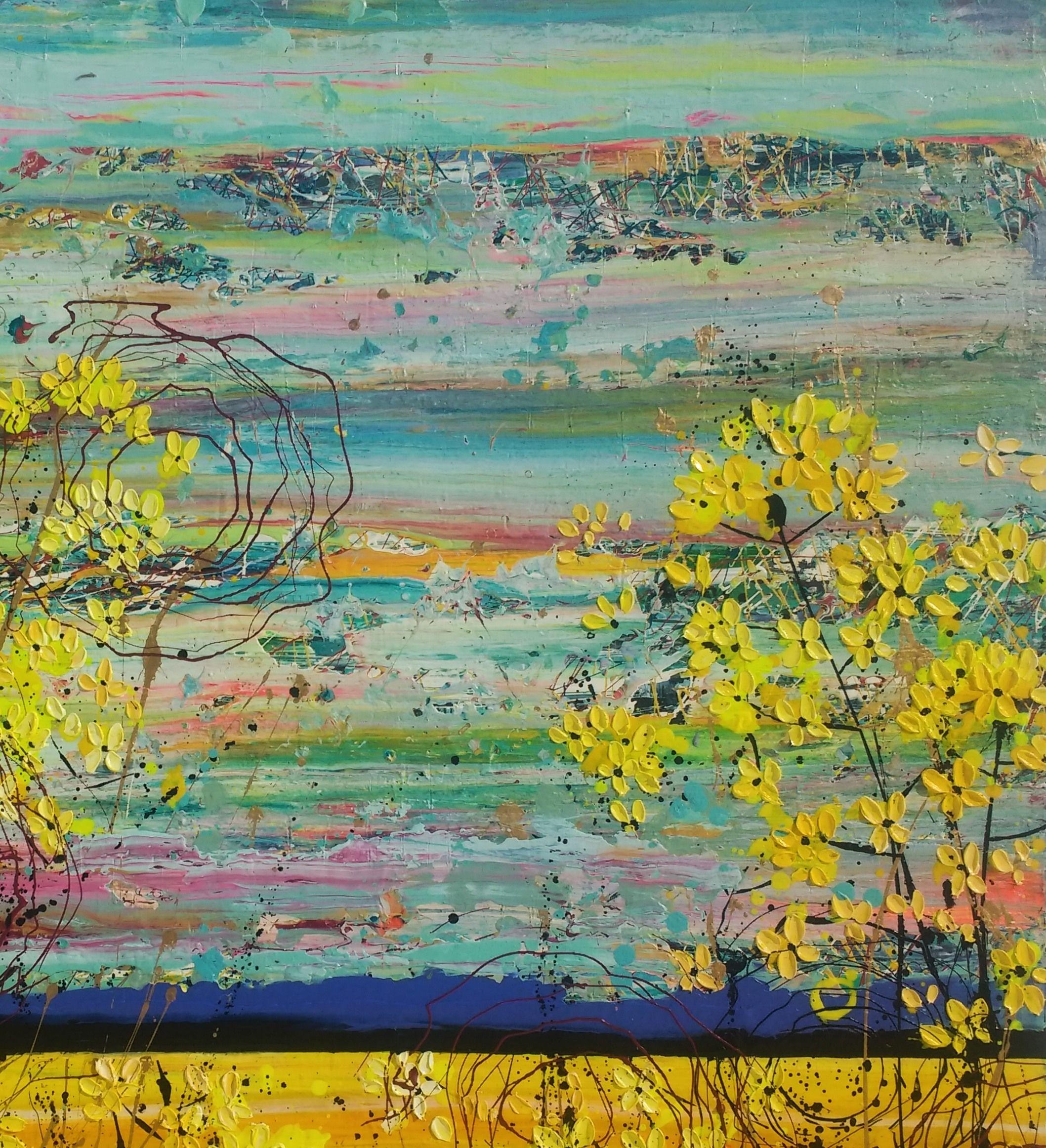 Yellow Flower Fields, Painting, Oil on Canvas 1