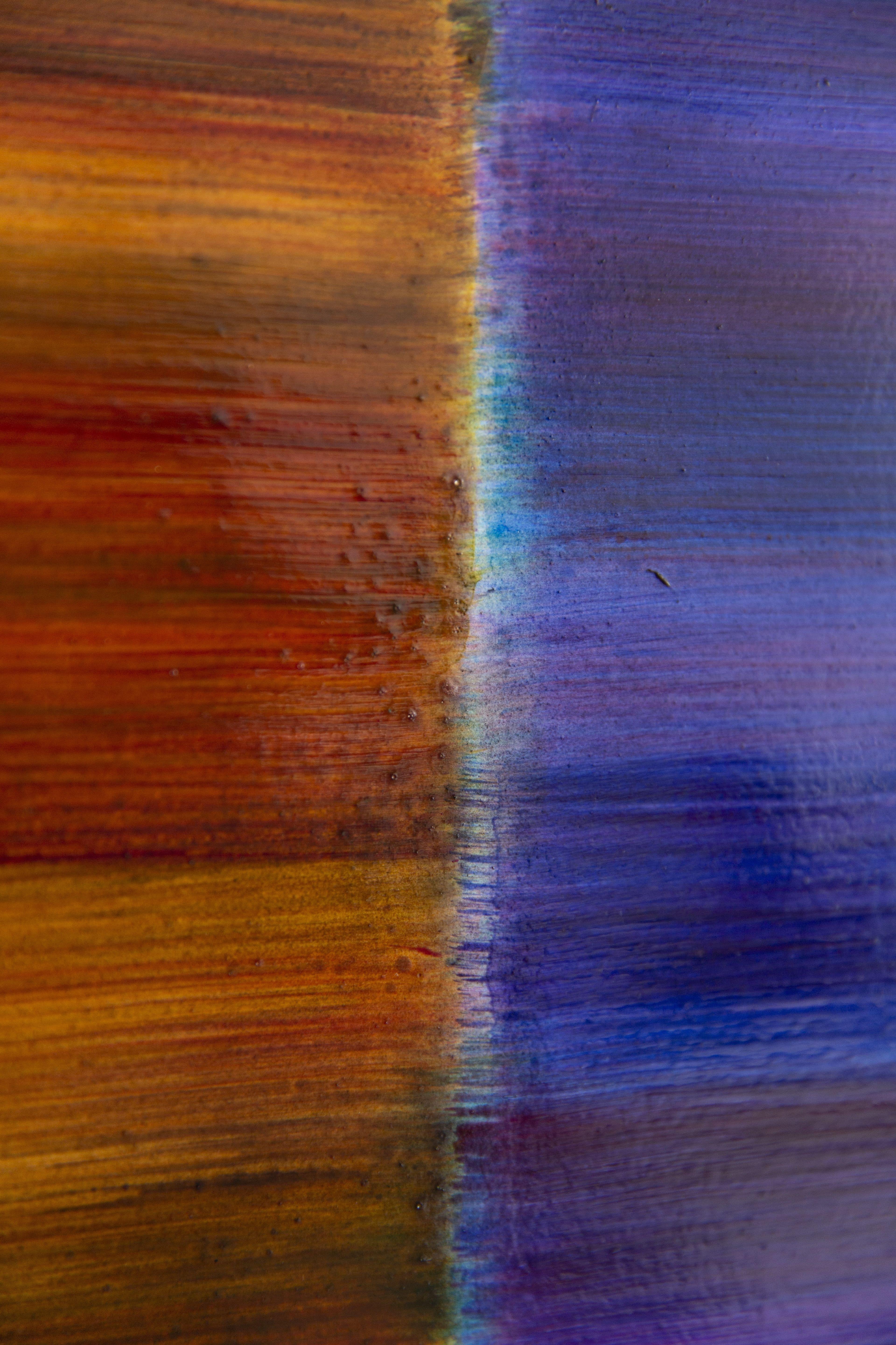 Colori scorrevoli blu e arancione, Pittura, Acrilico su carta in vendita 2