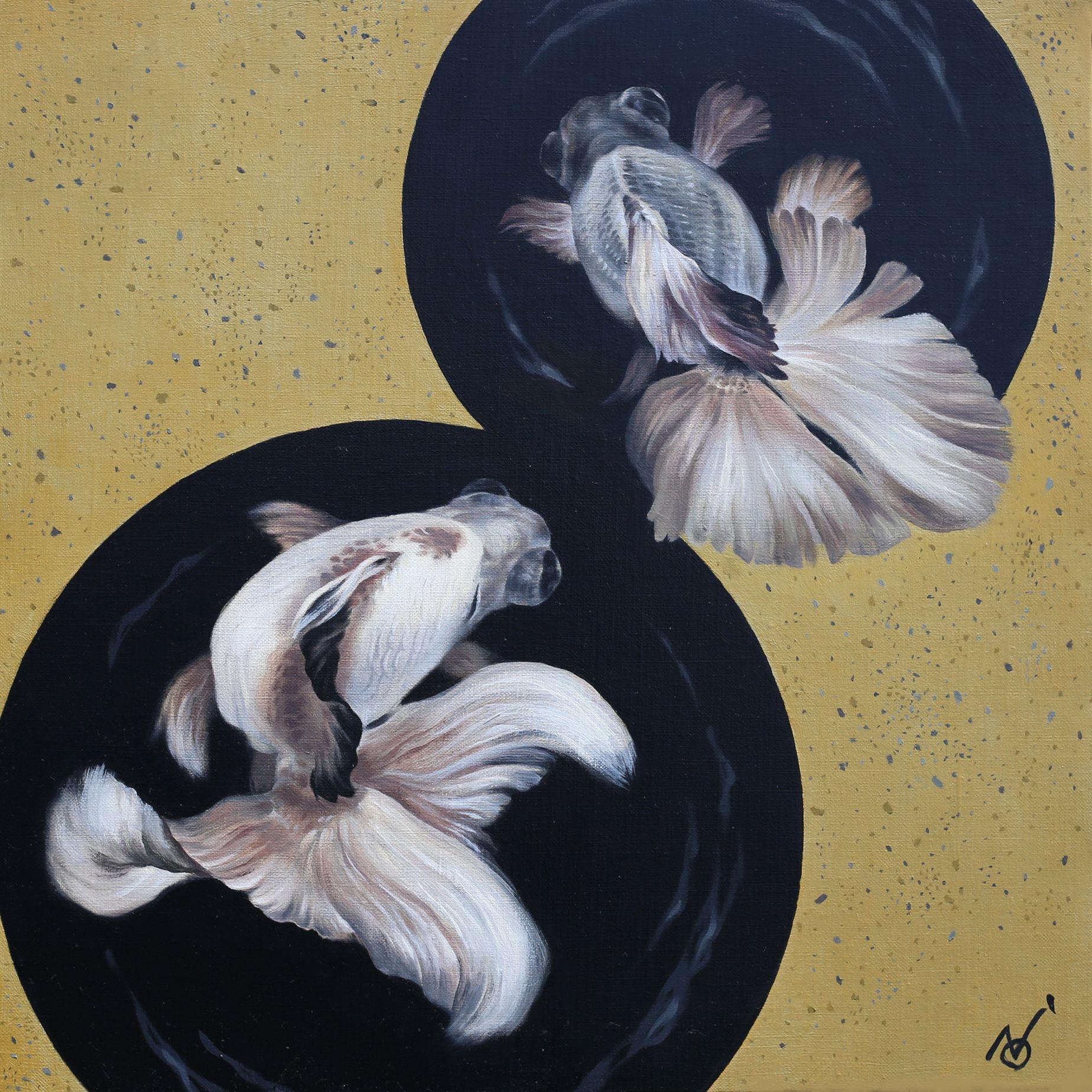 Peinture, huile sur toile « Fragile Leap » - Painting de Yuko Montgomery