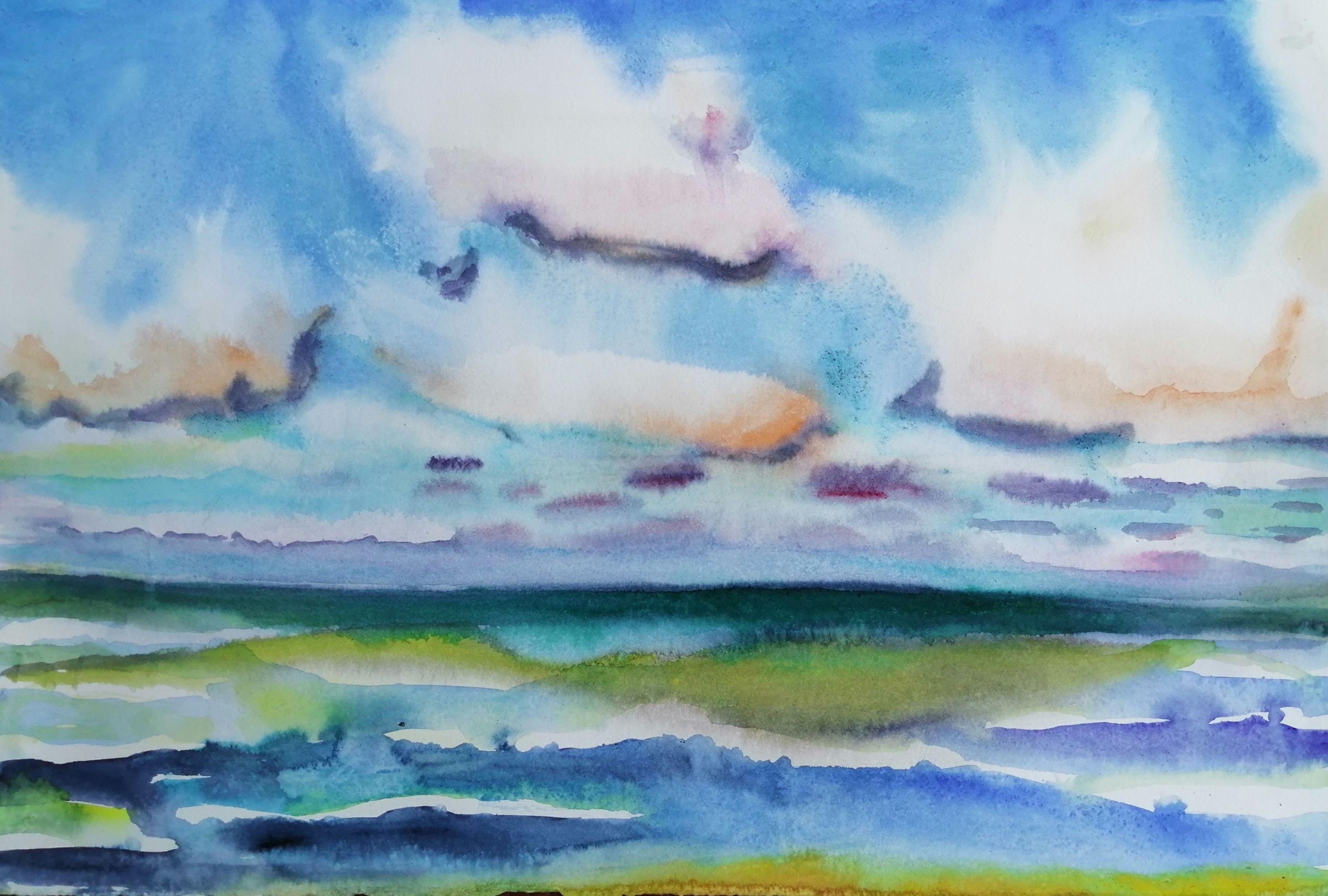 Free Sea - Baltic Sea, Painting, Watercolor on Watercolor Paper - Art by Marko Fenske