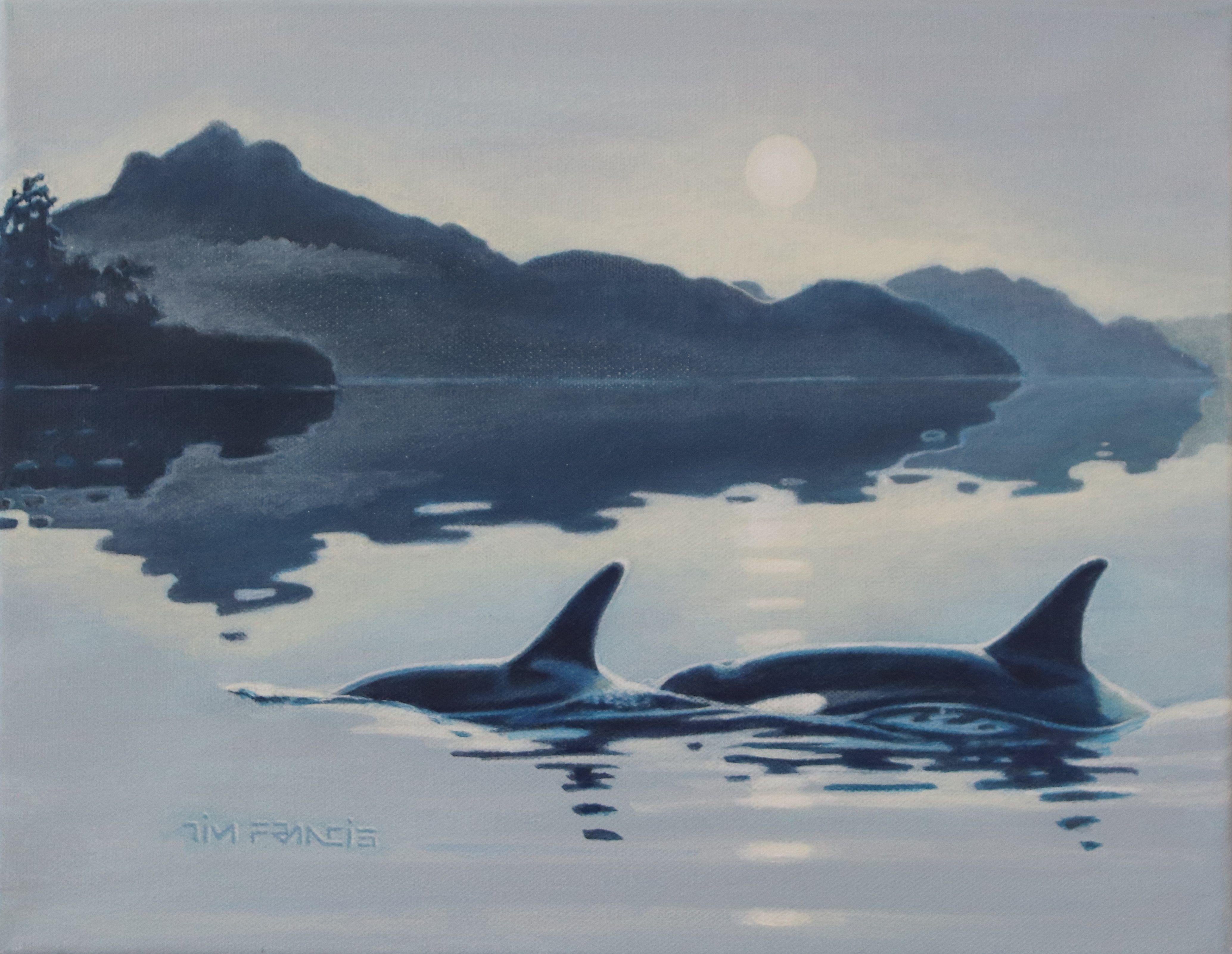 Approaching Gambier, Gemälde, Acryl auf Leinwand – Painting von Tim Francis