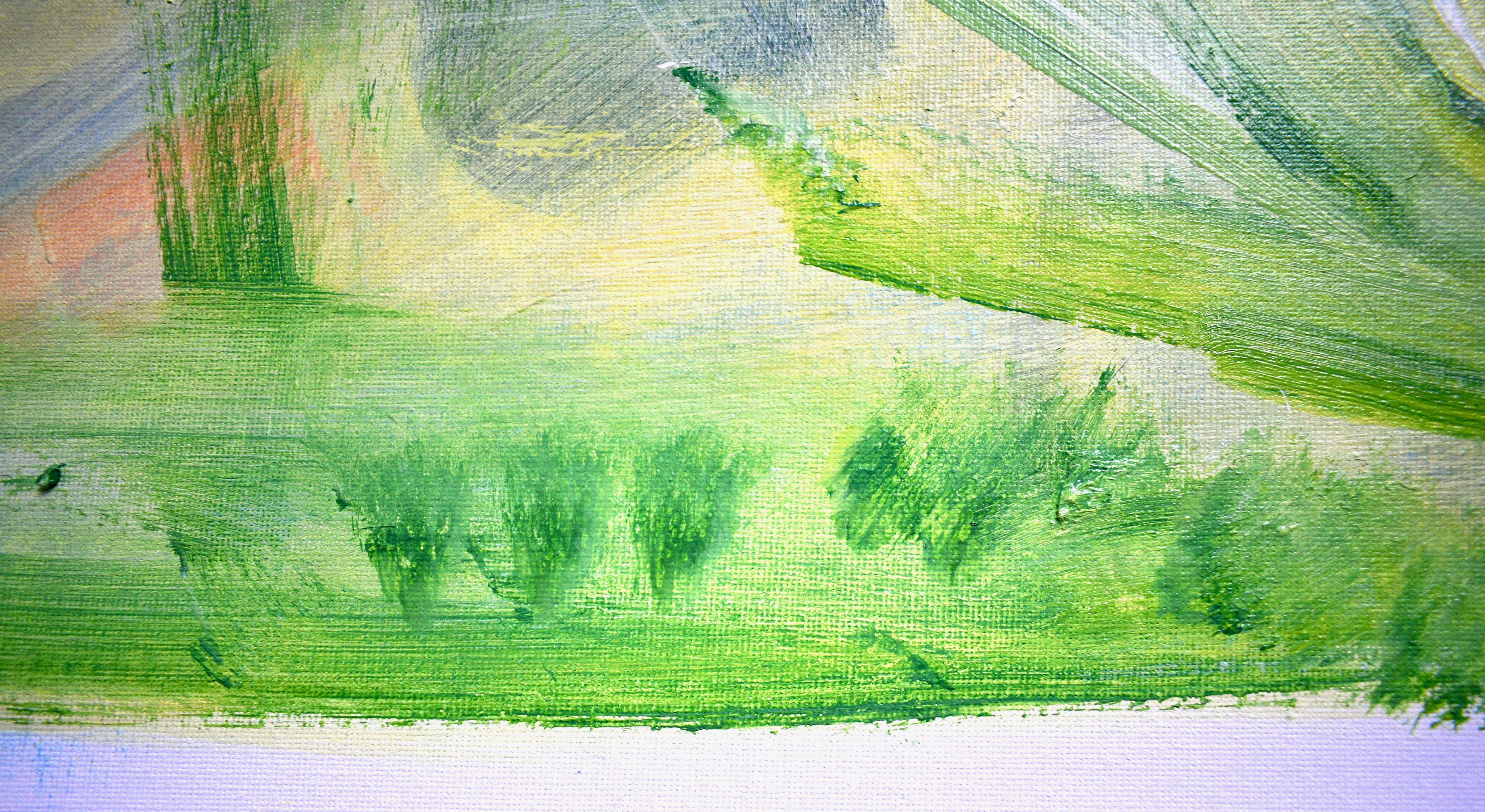 'Gestural Abstract' is painted on Canvas Board/MDF measuring 30 x 20 inches and displayed Landscape. The work is 3mm deep, MDF, Triple Primed, Acid Free, 260 gsm.  The painting includes flowing lines and has gestural elements, :: Painting ::