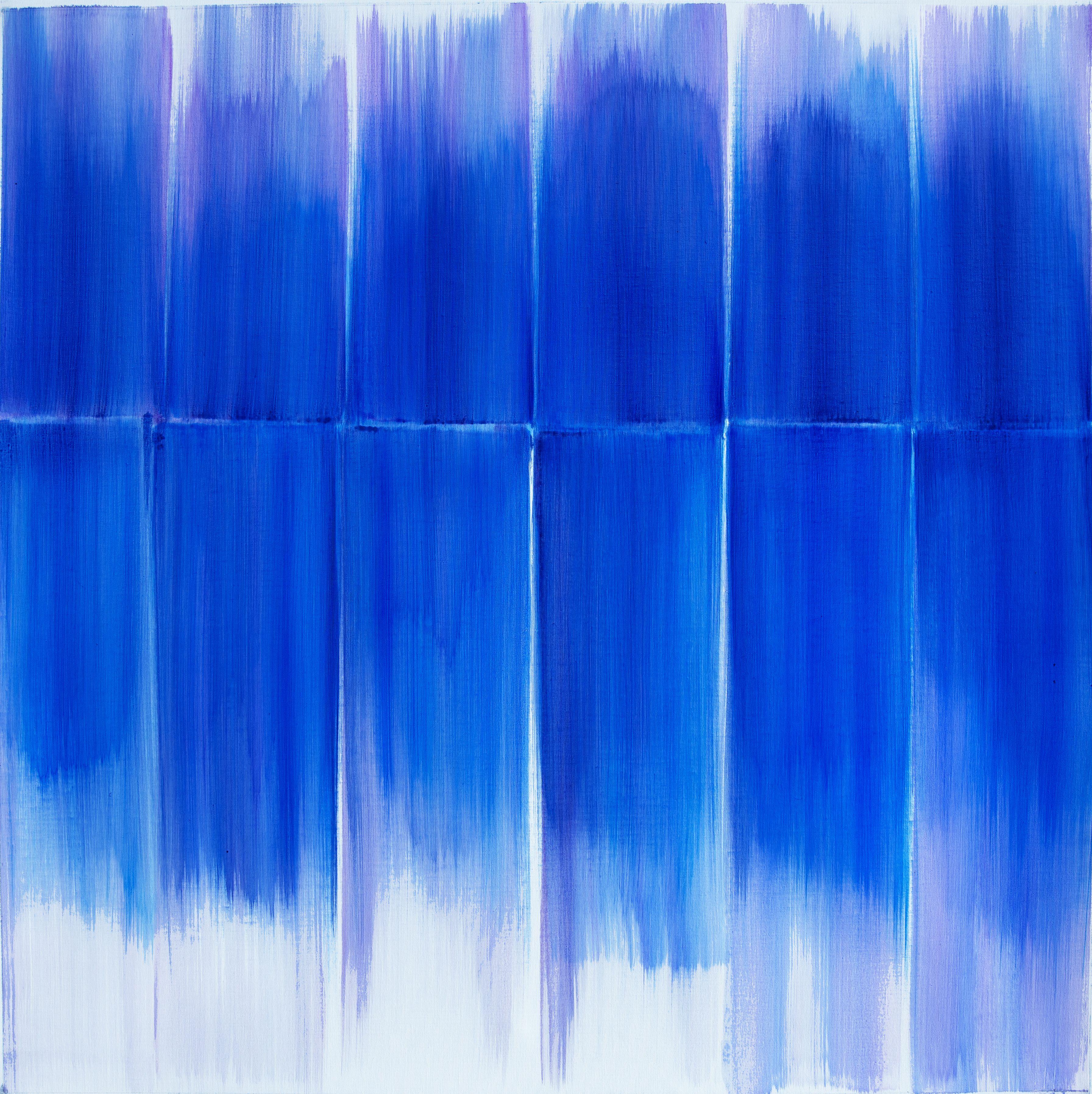 Blue Lilac Clash, Pittura, Acrilico su tela - Painting di Cintia García