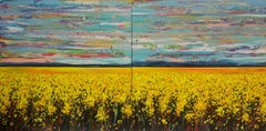 Arcadia - Large painting on two panels, Painting, Acrylic on Canvas