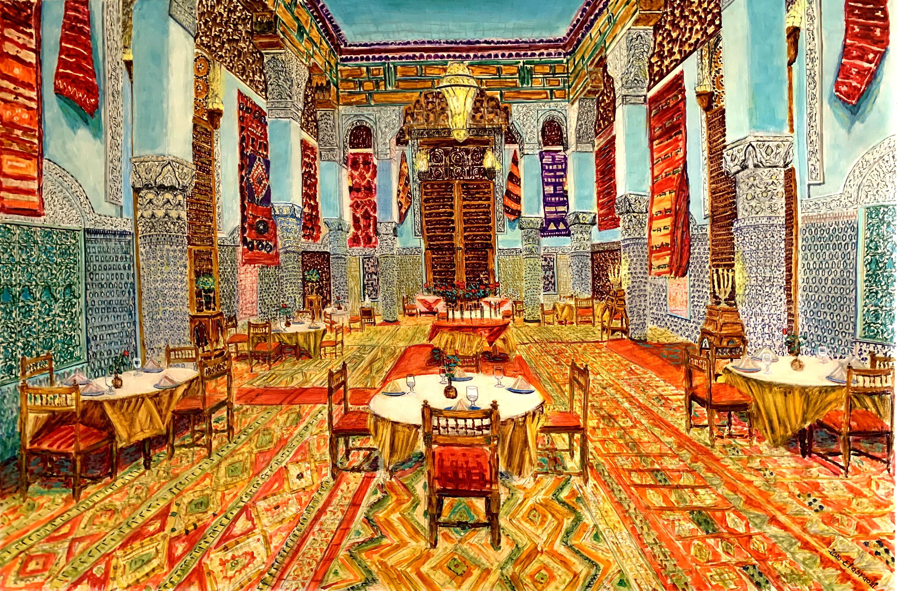 Architecture traditionnelle marocaine - 18 -, peinture, huile sur toile - Painting de Abderrahim El Asraoui