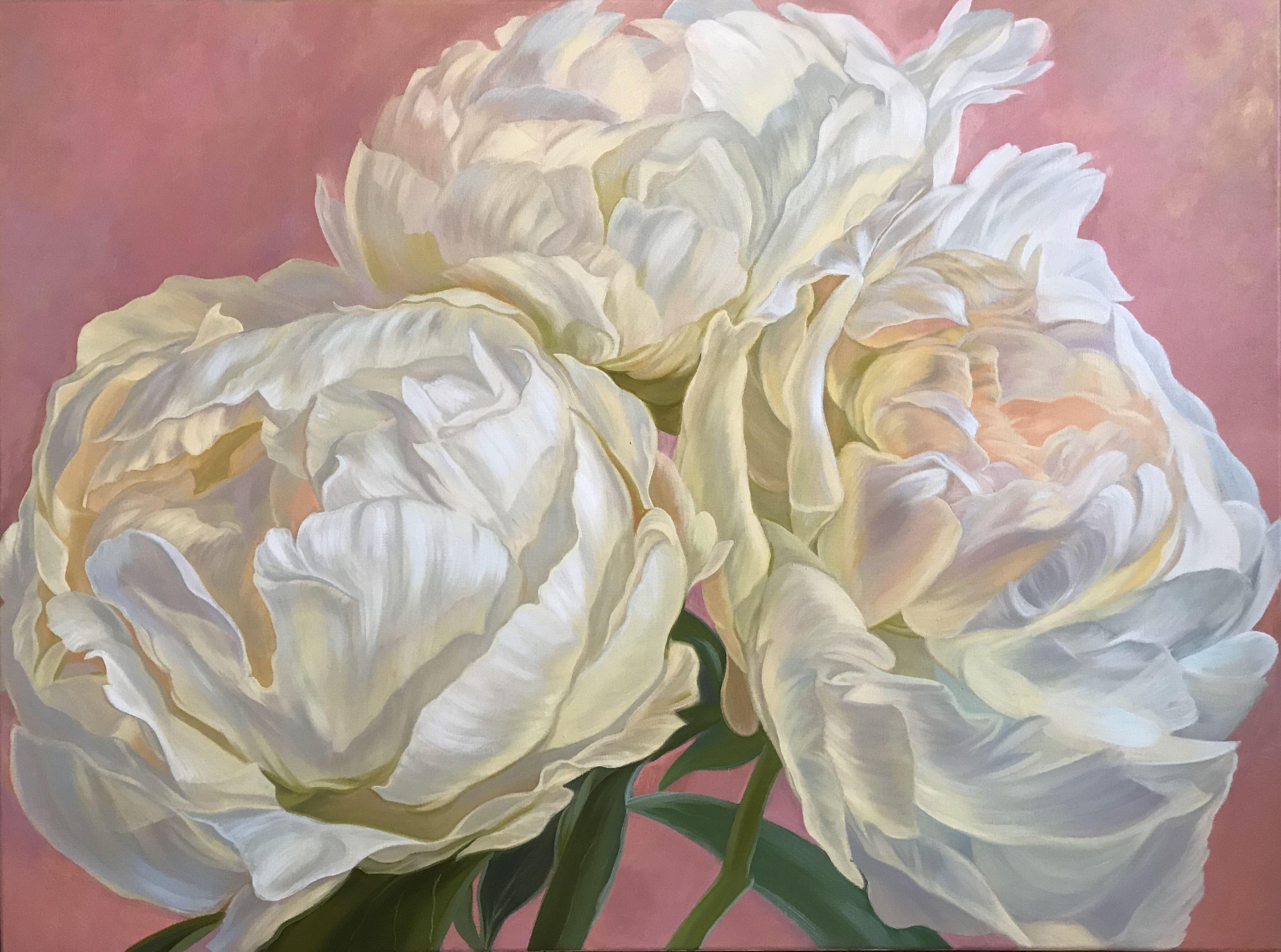 white peony painting