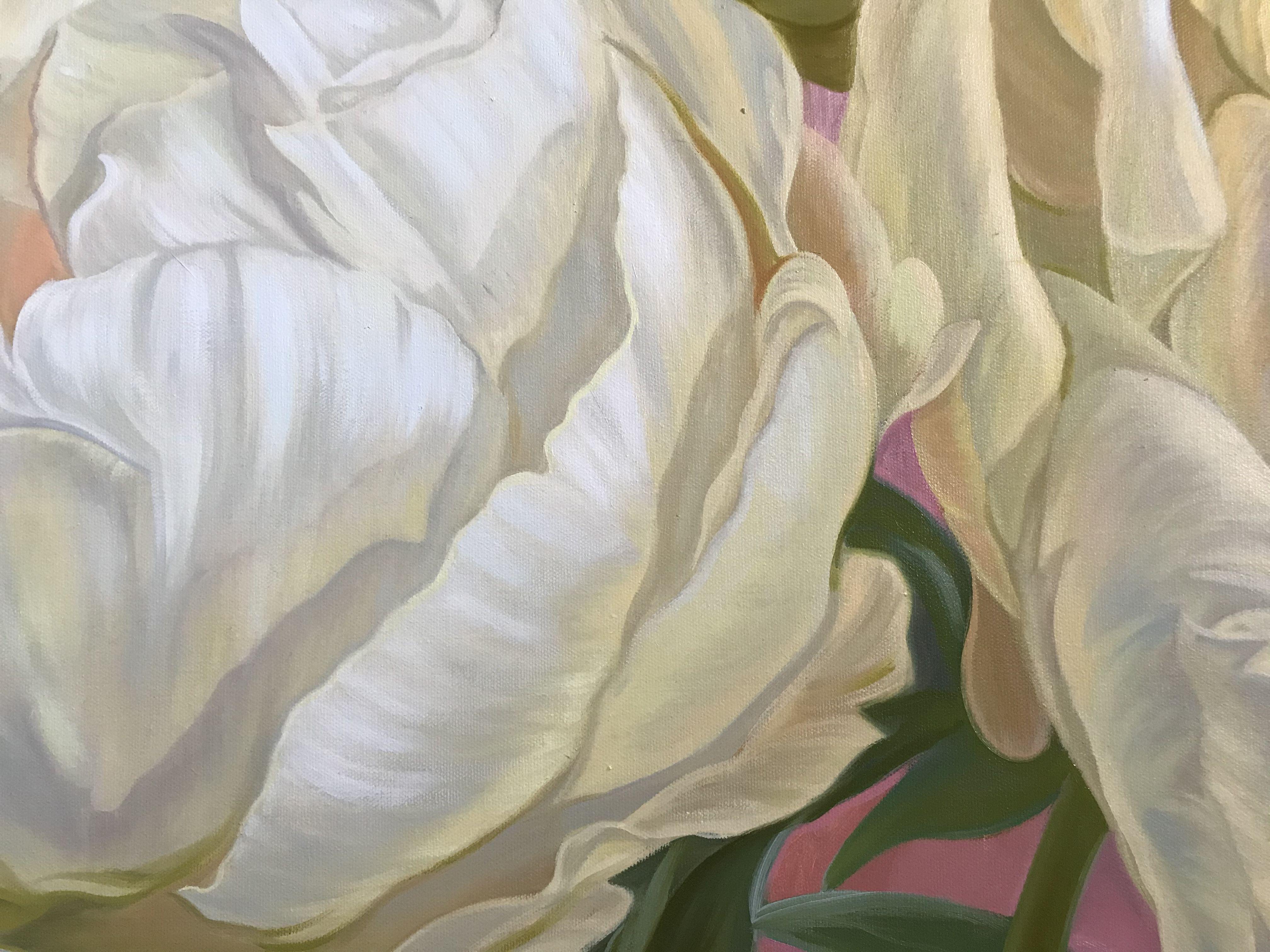 White peonies, Painting, Oil on Canvas 2