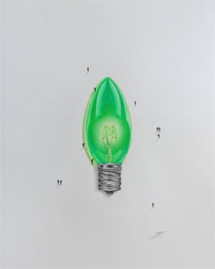Green Lightbulb, Drawing, Pencil/Colored Pencil on Paper