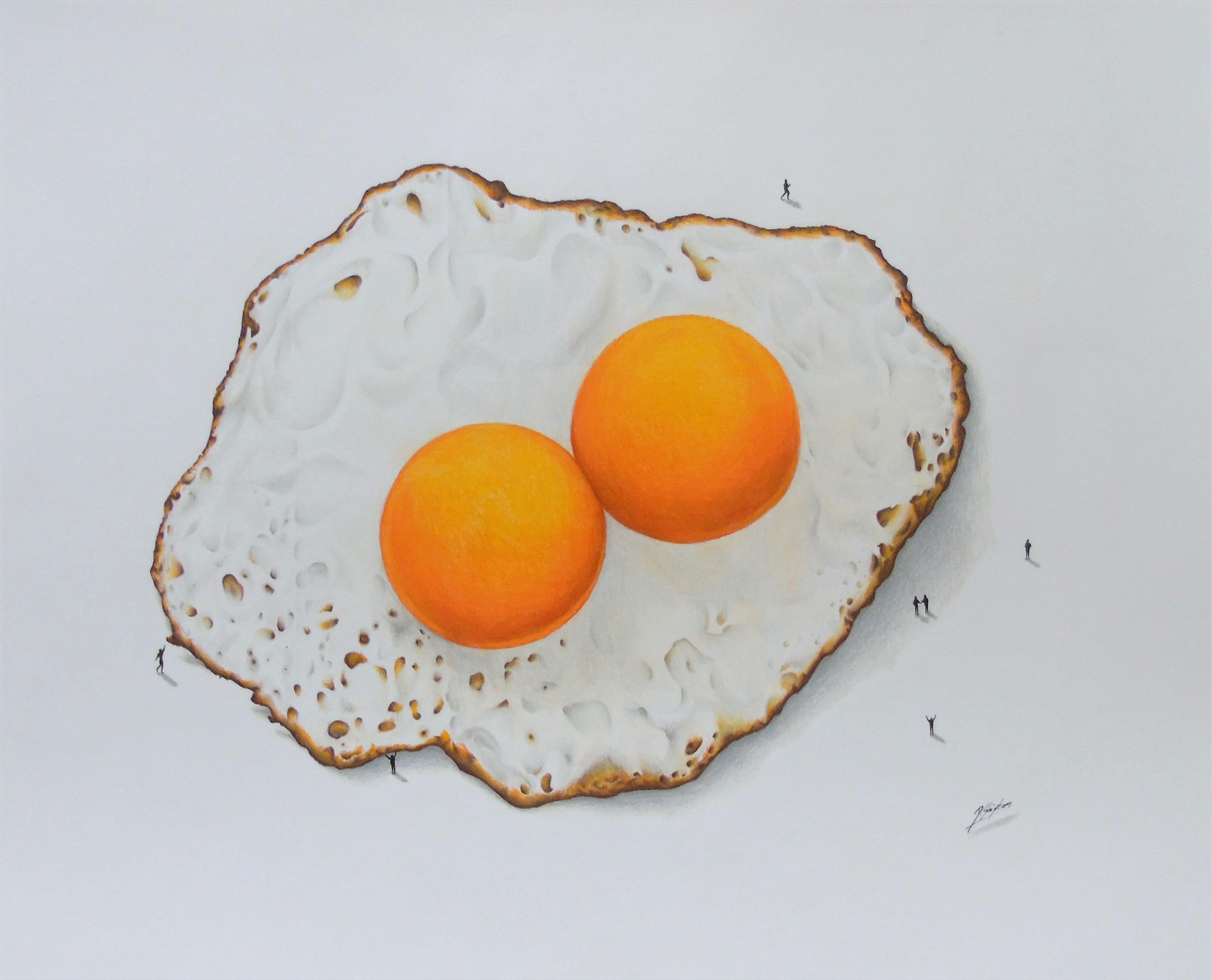 Double Yolk Egg: A Pencil Drawing, Drawing, Pencil/Colored Pencil on Paper - Art by Daniel Shipton