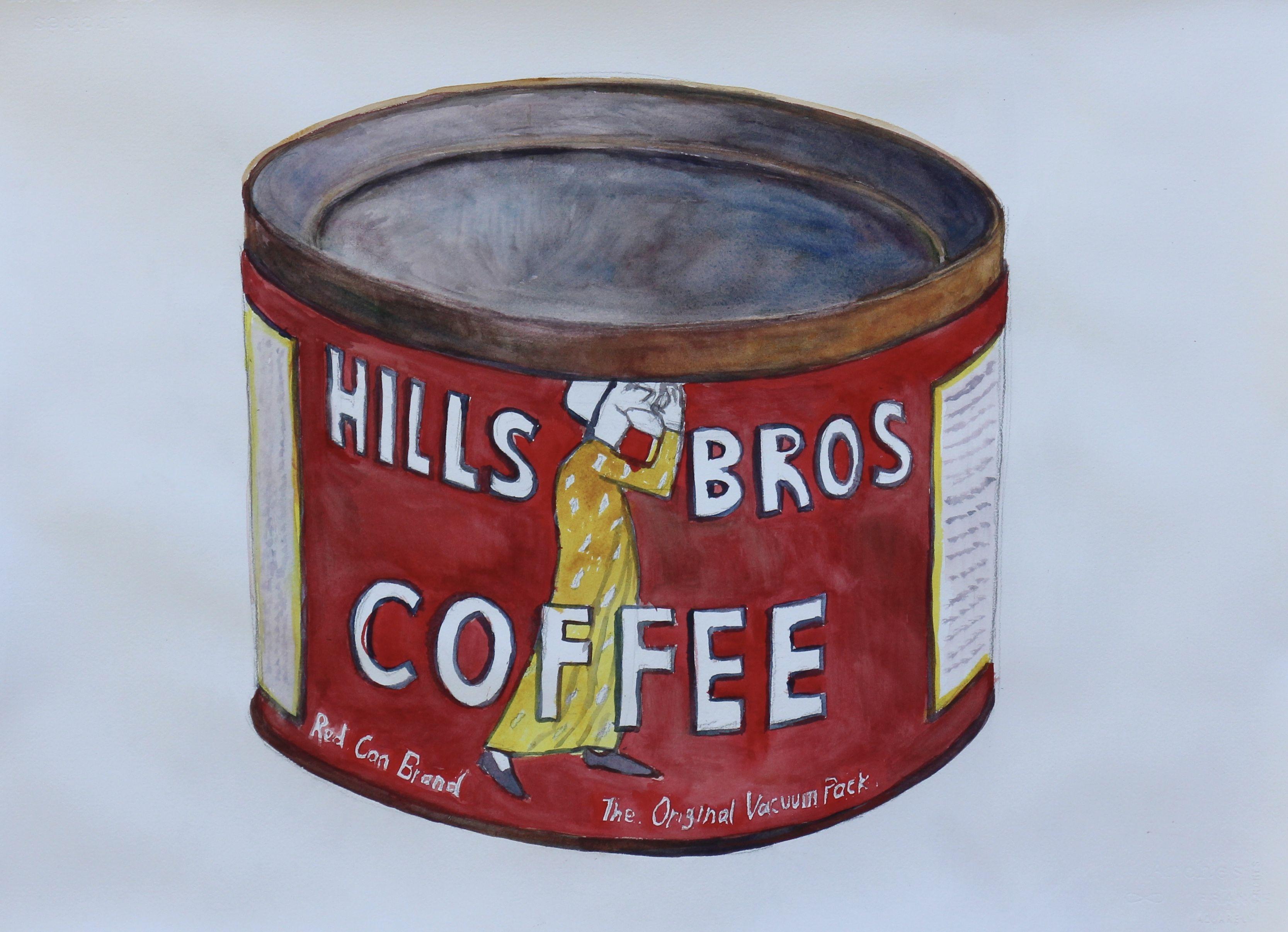 Hills Bros Couchtisch, Gemälde, Aquarell auf Aquarellpapier – Art von John Kilduff