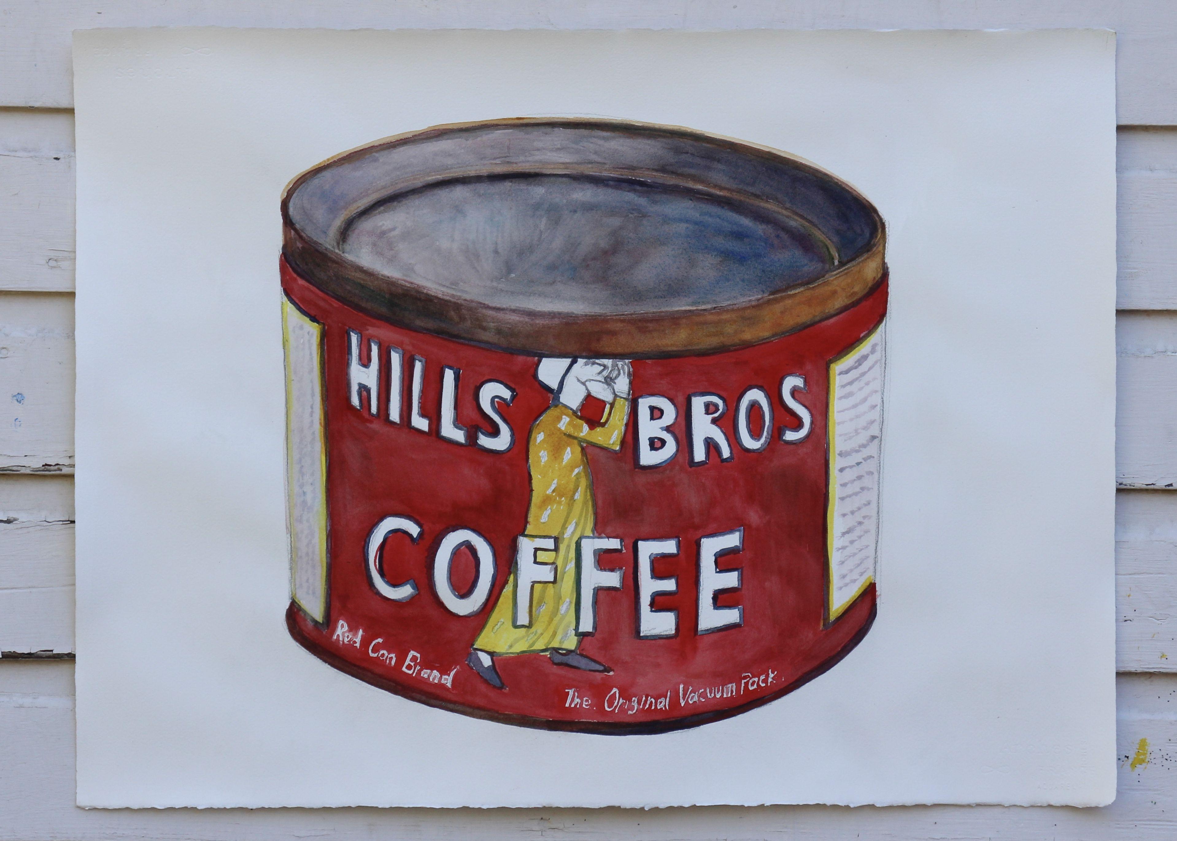 Hills Bros Couchtisch, Gemälde, Aquarell auf Aquarellpapier (Pop-Art), Art, von John Kilduff