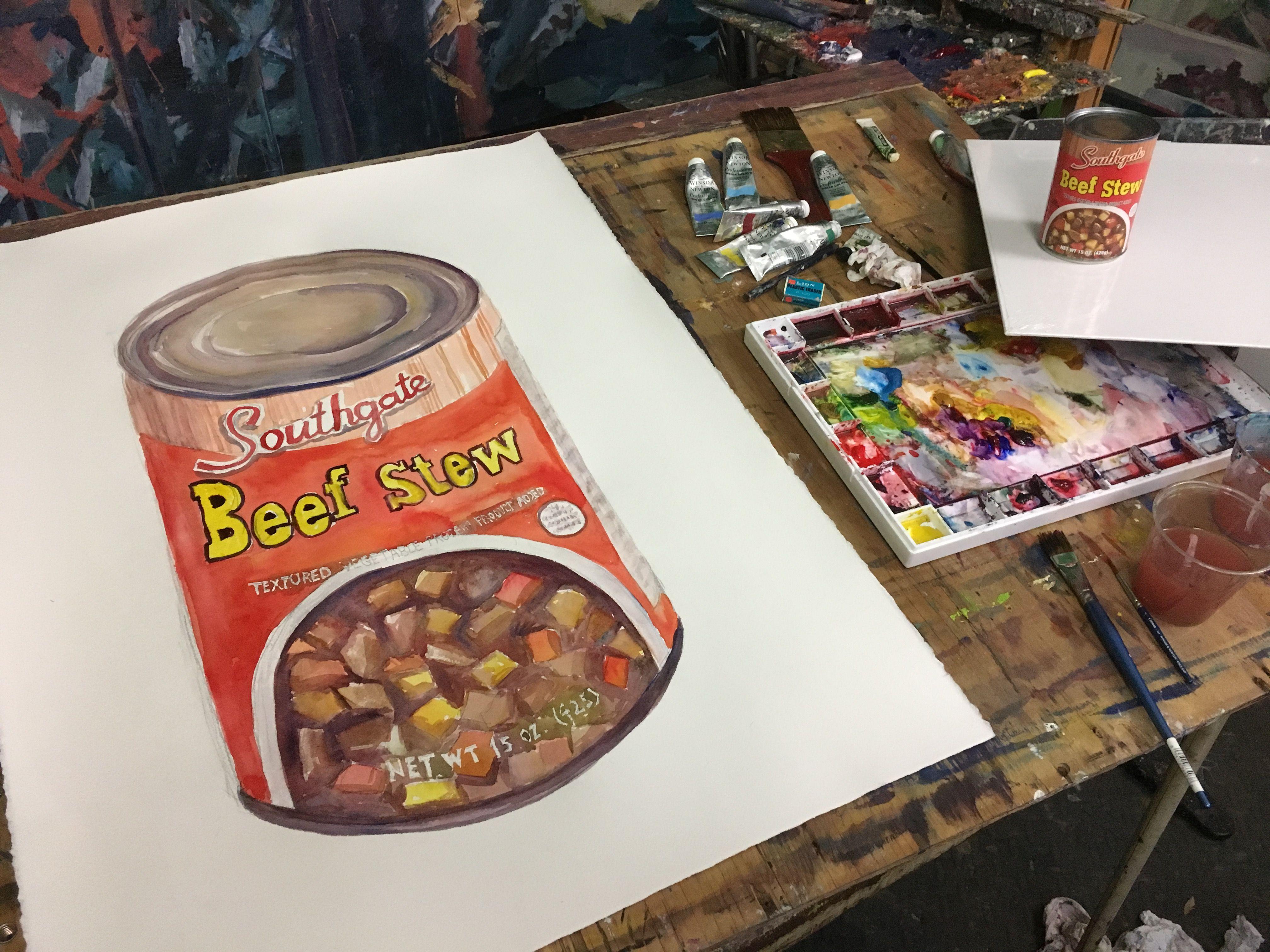 Beef Stew, Painting, Watercolor on Watercolor Paper For Sale 1