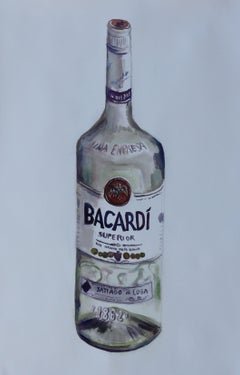 Bacardi Bottle, Painting, Watercolor on Watercolor Paper