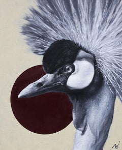 The Moment -Crowned crane, Painting, Oil on Canvas