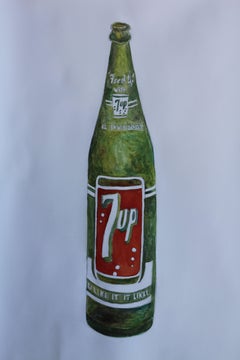 7-up-Flaschenflasche, Gemälde, Aquarell auf Papier