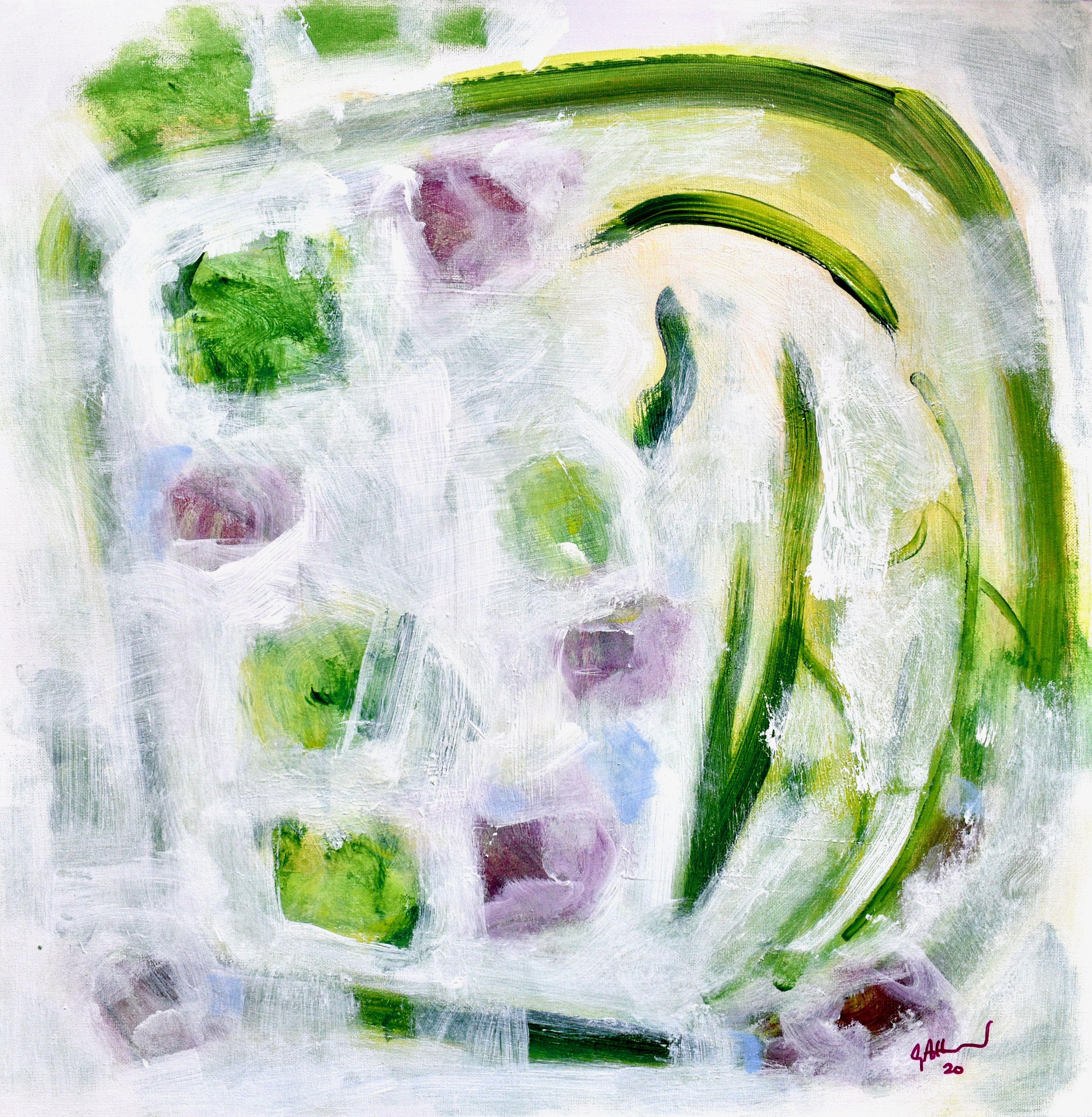 Weiß und Farbe, Organisch, Gemälde, Acryl auf MDF-Platte