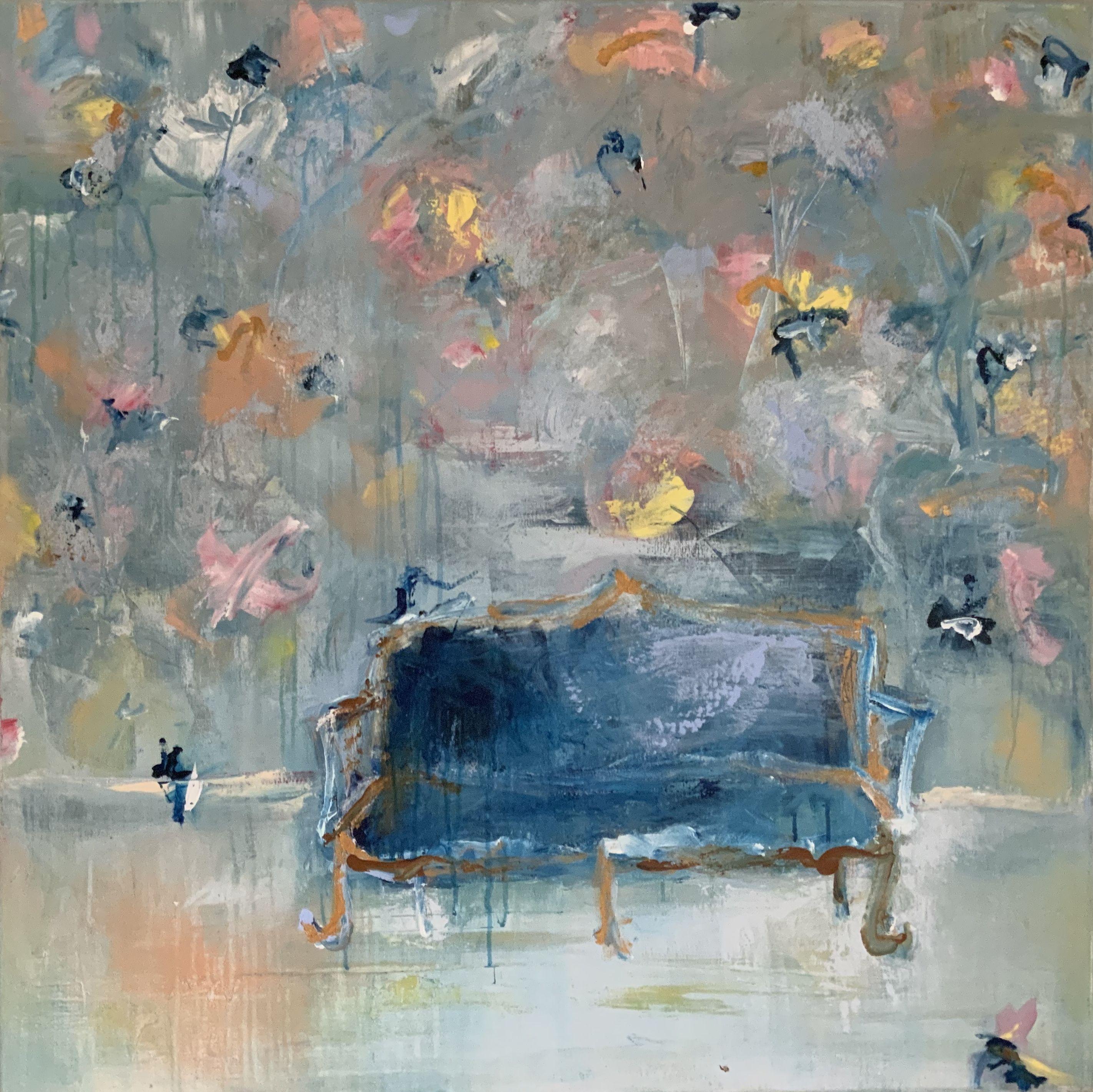 Hennie Van de Lande  Abstract Painting - The Bleu Sofa 2, Painting, Acrylic on Canvas