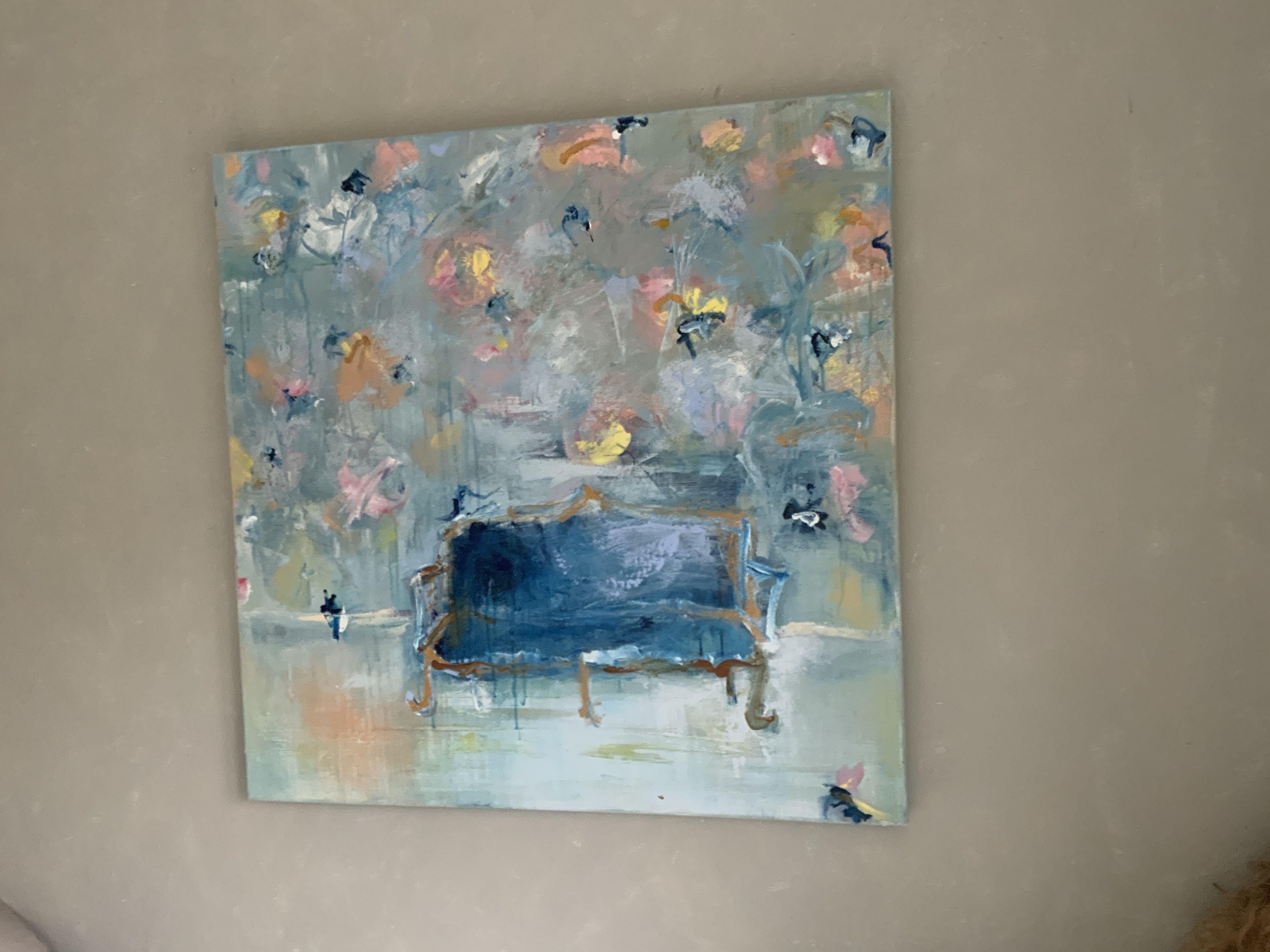 The Bleu Sofa 2, Gemälde, Acryl auf Leinwand – Painting von Hennie Van de Lande 