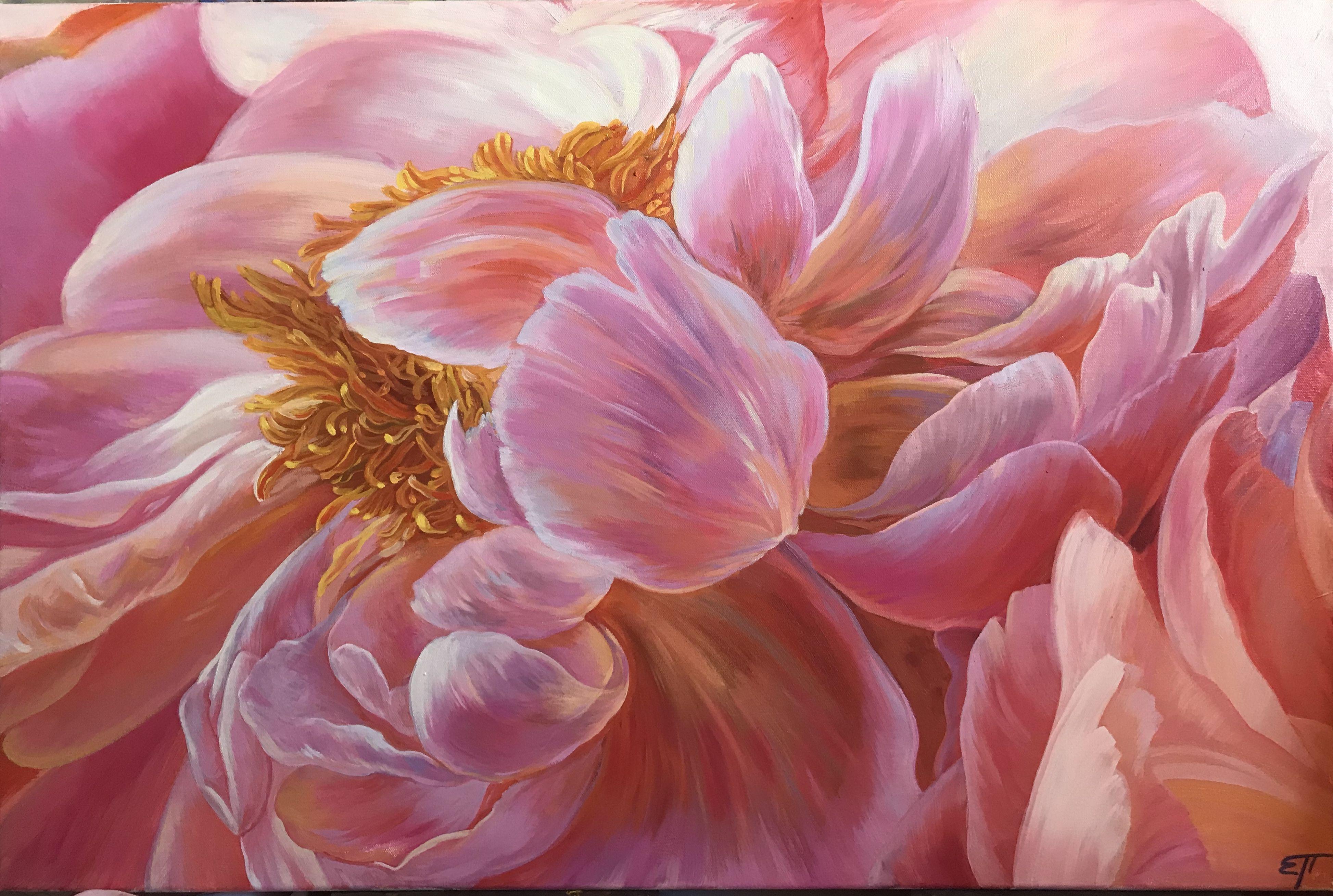 Red peonies, Painting, Oil on Canvas 2