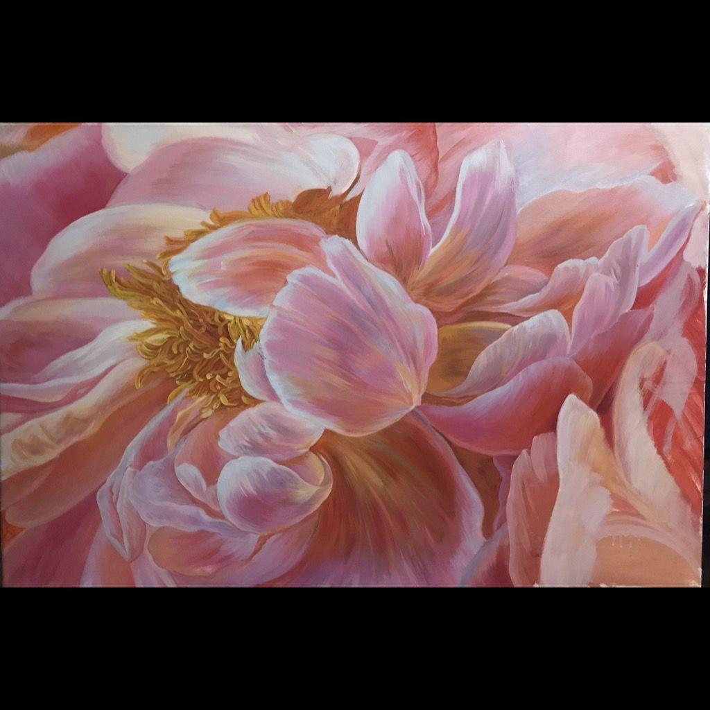 Red peonies, Painting, Oil on Canvas 1