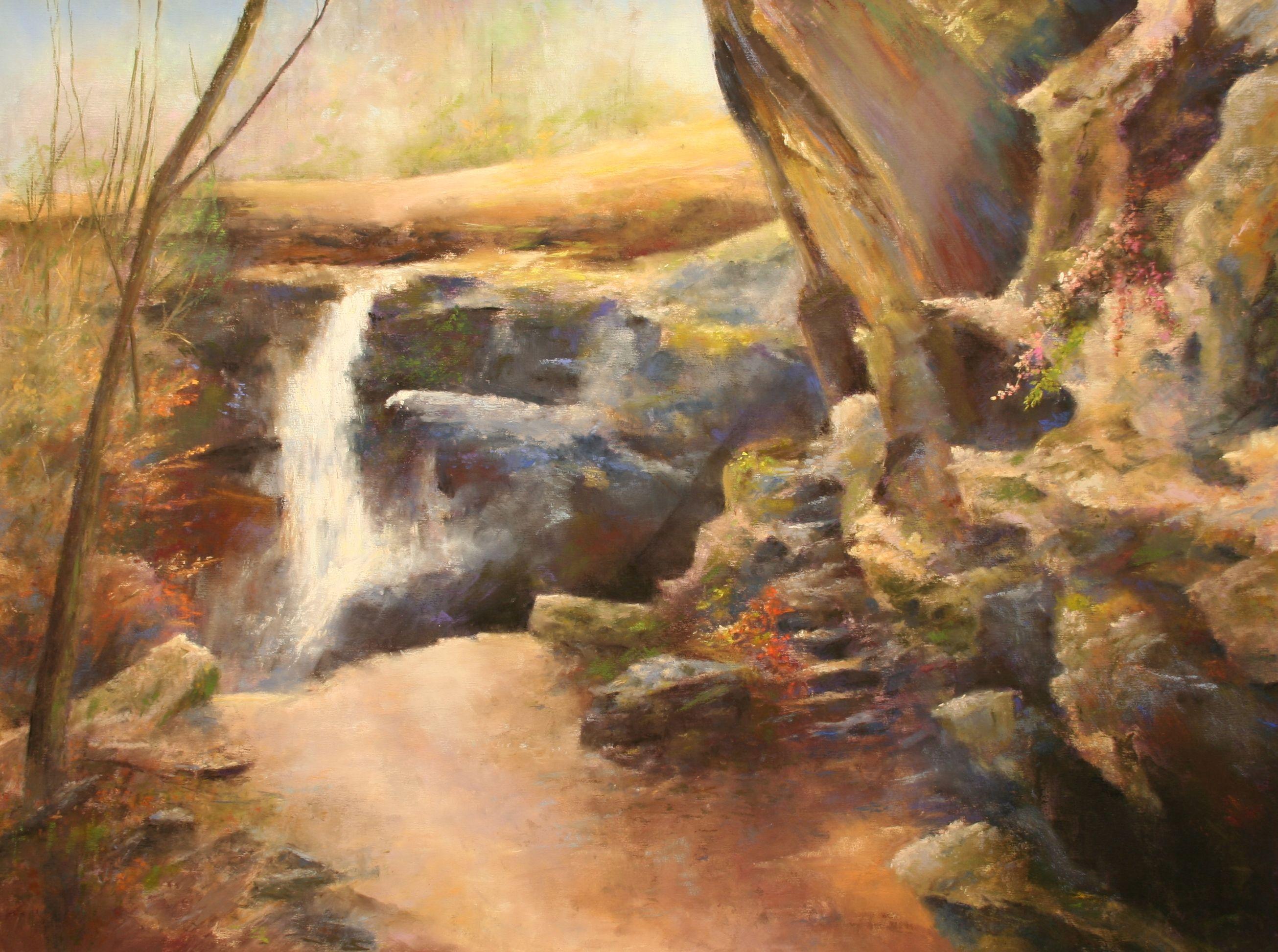 Toward the Hemlock Cliffs, Hoosier National Forest, Drawing, Pastels on Pastel - Art by Bob Palmerton