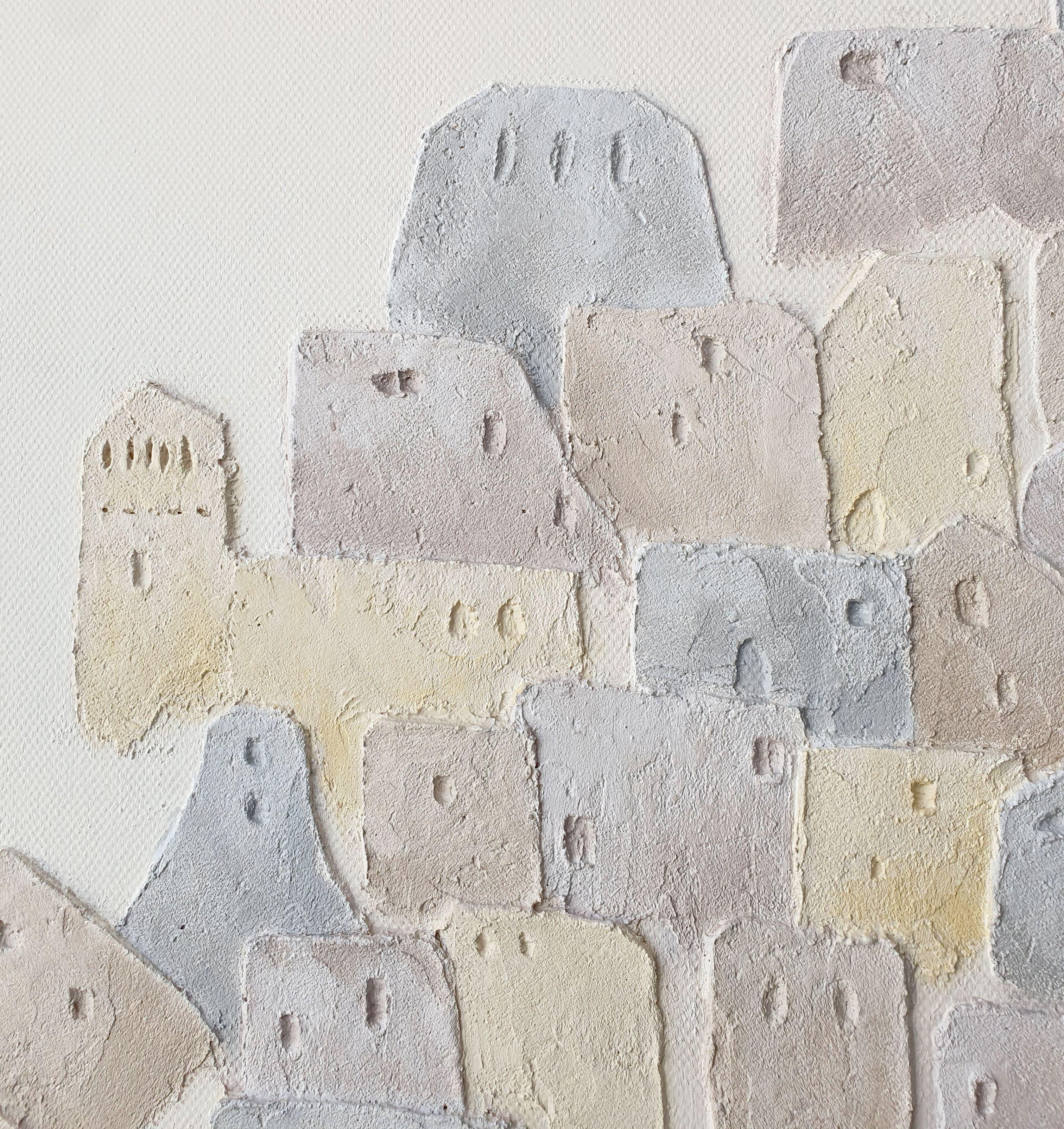 Rustikale Straßen, Viterbo 3, Gemälde, Acryl auf Leinwand (Grau), Abstract Painting, von Liz McDonough