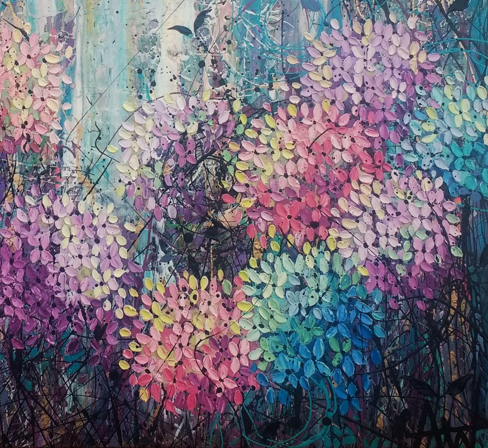 Twilight Blooms, Painting, Oil on Canvas 3