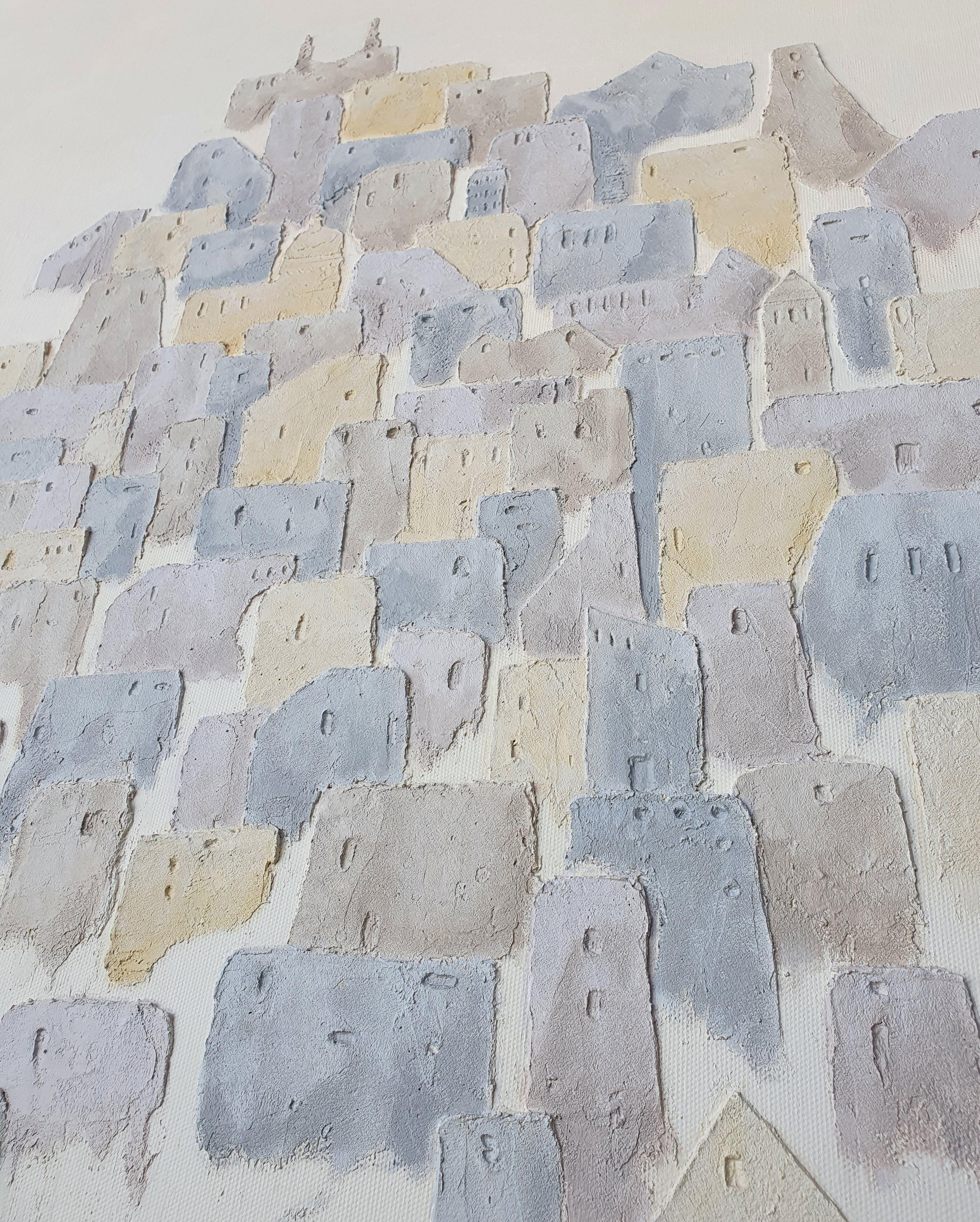 Rustikales Straßenvetralla 3, Gemälde, Acryl auf Leinwand (Grau), Abstract Painting, von Liz McDonough