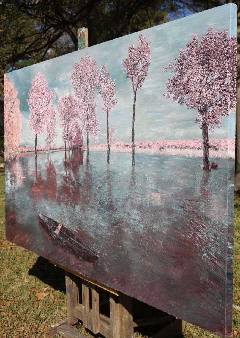 This scene represents an area just outside of Irkutsk, capital of Eastern Siberia. Siberia is also known as â€œLand of the Lilacsâ€ and this painting reminds the viewer that this part of the world is much more than the perceived icy wasteland. The