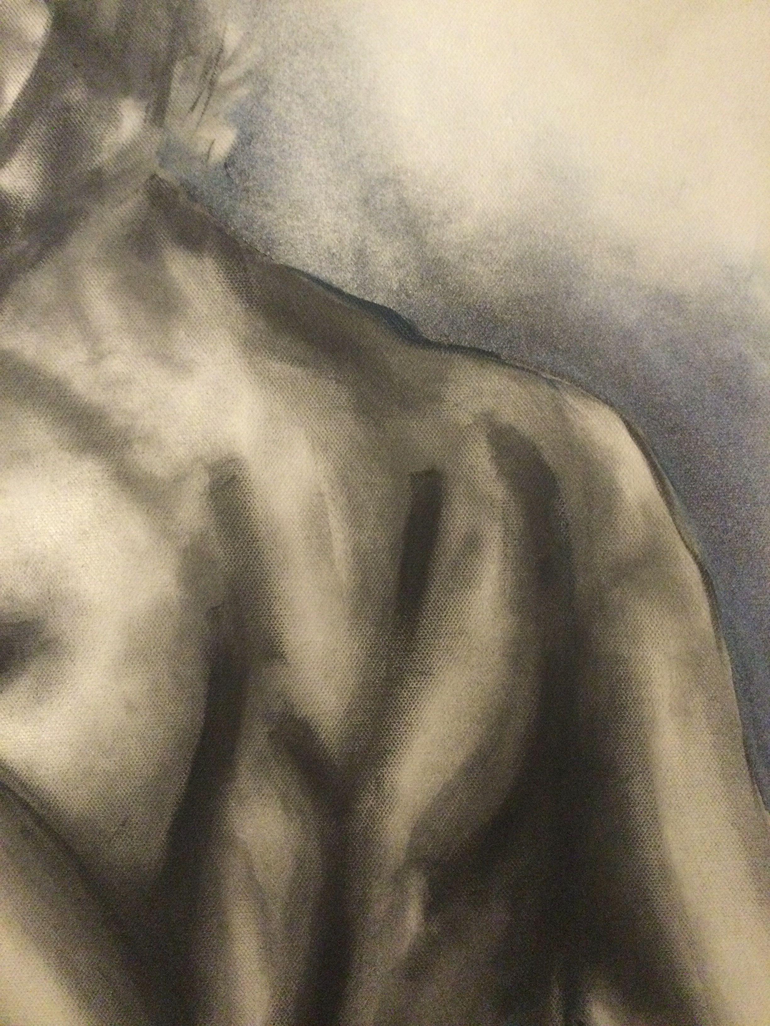 charcoal drawing on canvas