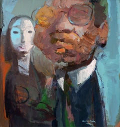 Father and his daughter, Painting, Oil on Other