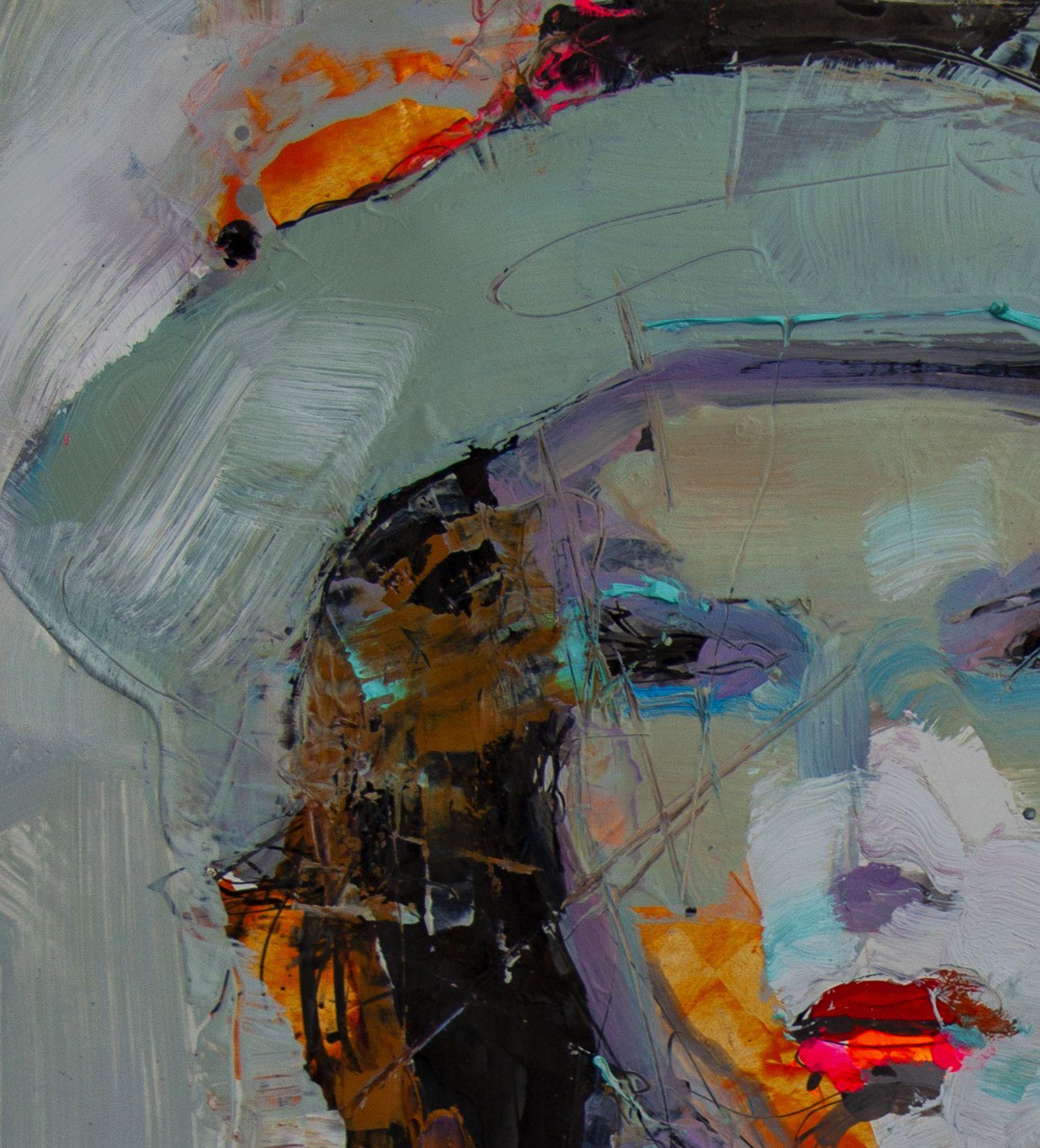 Elle voit à travers vous, peinture, huile sur papier - Impressionnisme Painting par Victor Sheleg