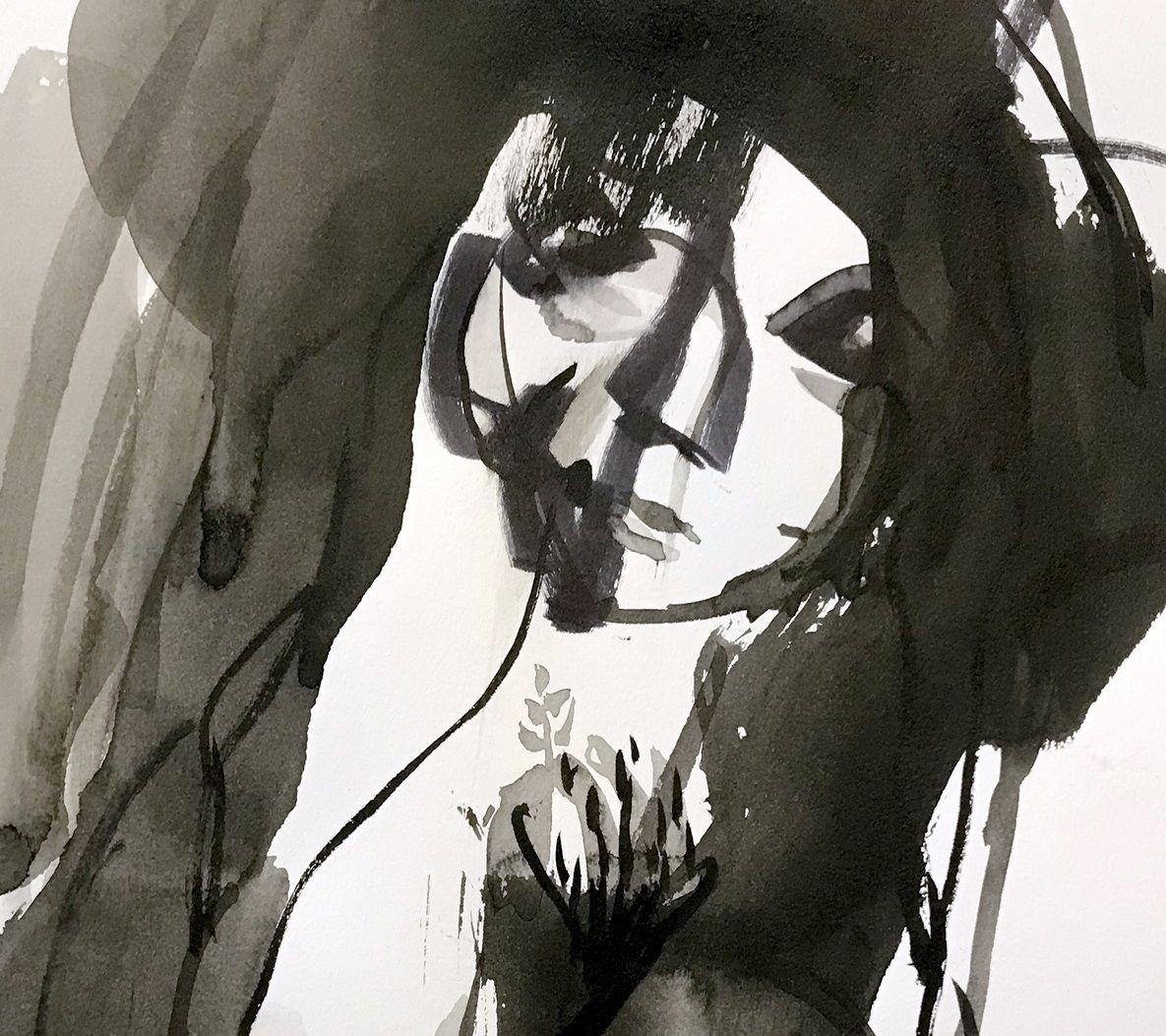 Ich habe während der Seuchenzeit viele Bilder gemalt, die die Hoffnung auf das kommende Jahr, 2021, zeigen. Hier ist es eine Frau, die inspiriert und voller Hoffnung auf das Morgen blickt :: Gemälde :: Expressionismus :: Dieses Werk wird mit einem