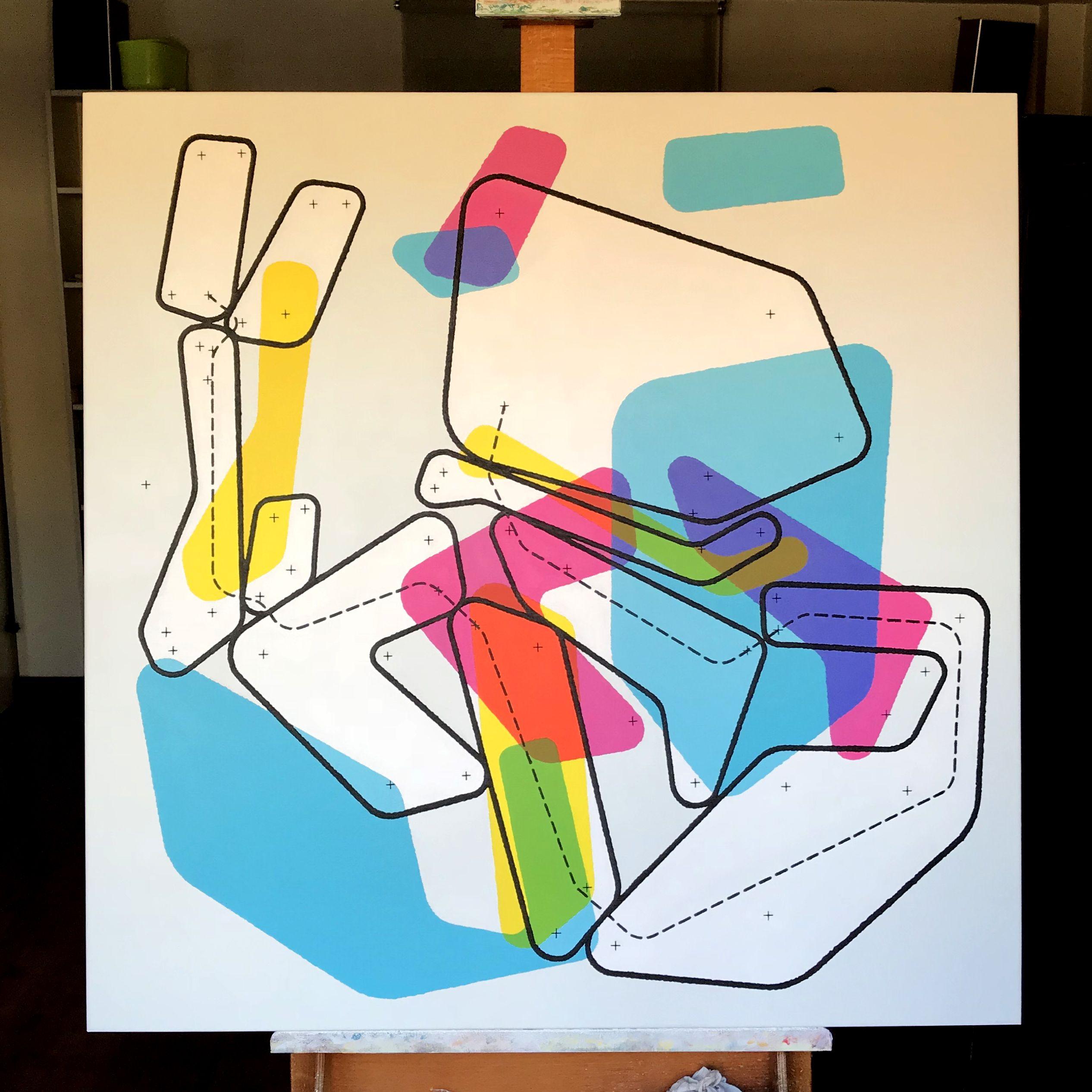 cmyk, Painting, Acrylic on Canvas - White Abstract Painting by boy droid