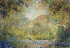 Bluebells and Malverns.An Impression, Painting, Watercolor on Watercolor Paper