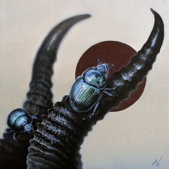 The Crawler 1. (on the animal horns), Painting, Oil on Canvas