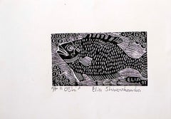 Oshi, Elia Shiwoohamba, Linoleum block print on paper