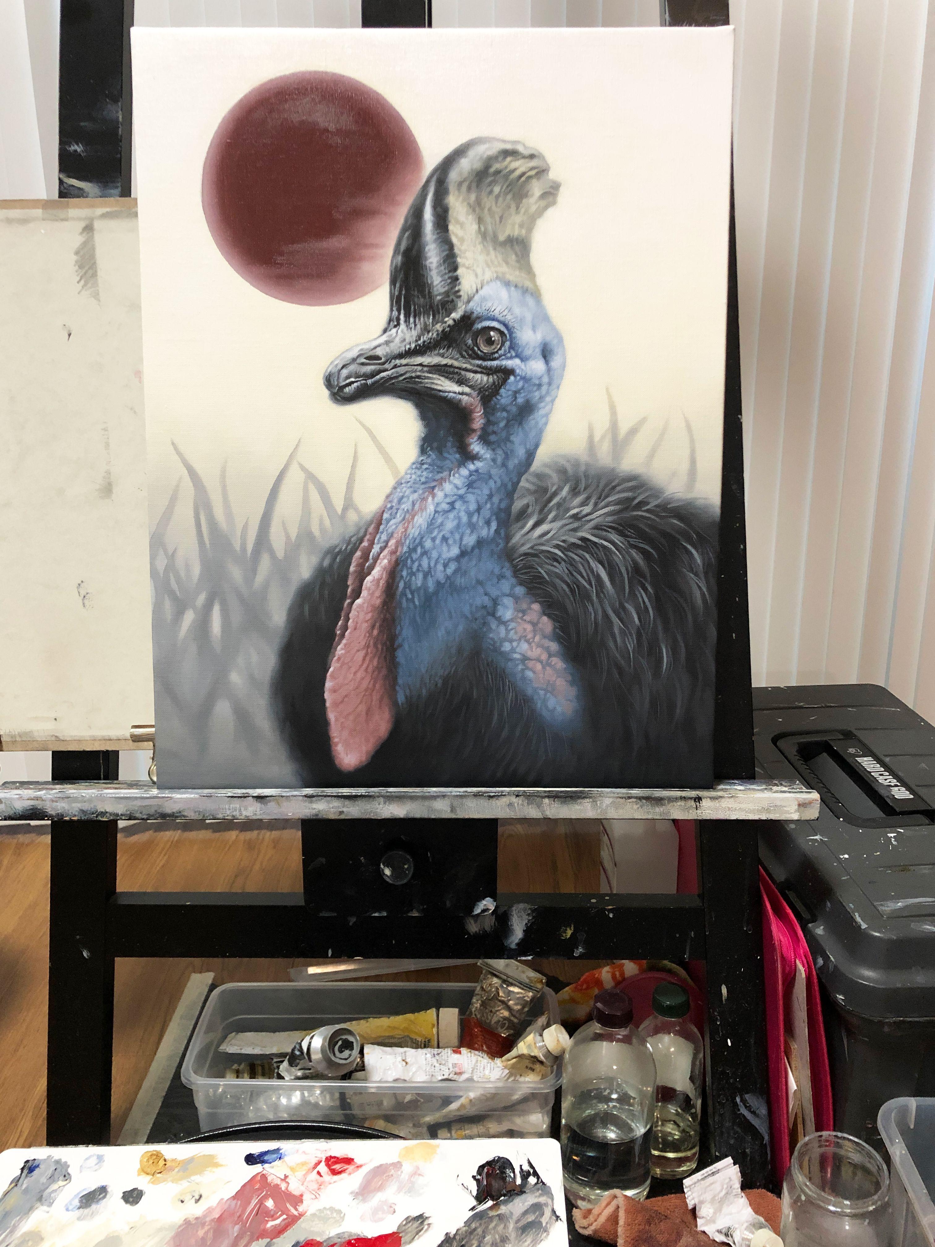 Legendary Blue / Cassowary, Painting, Oil on Canvas For Sale 1