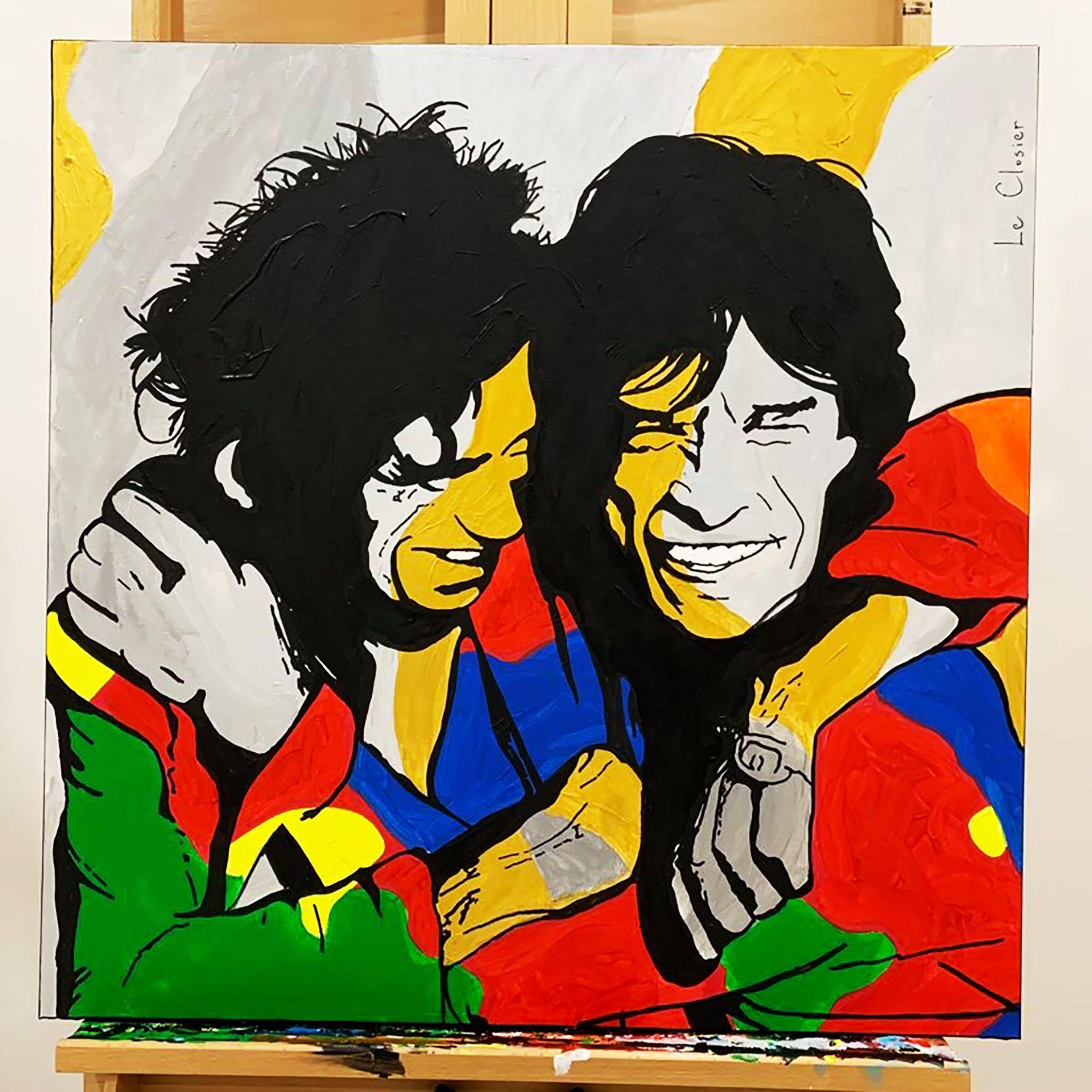 MICK AND KEITH, Painting, Acrylic on Canvas 1