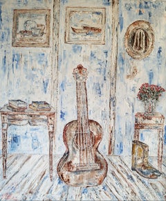 La guitare, peinture, peinture à l'huile sur toile