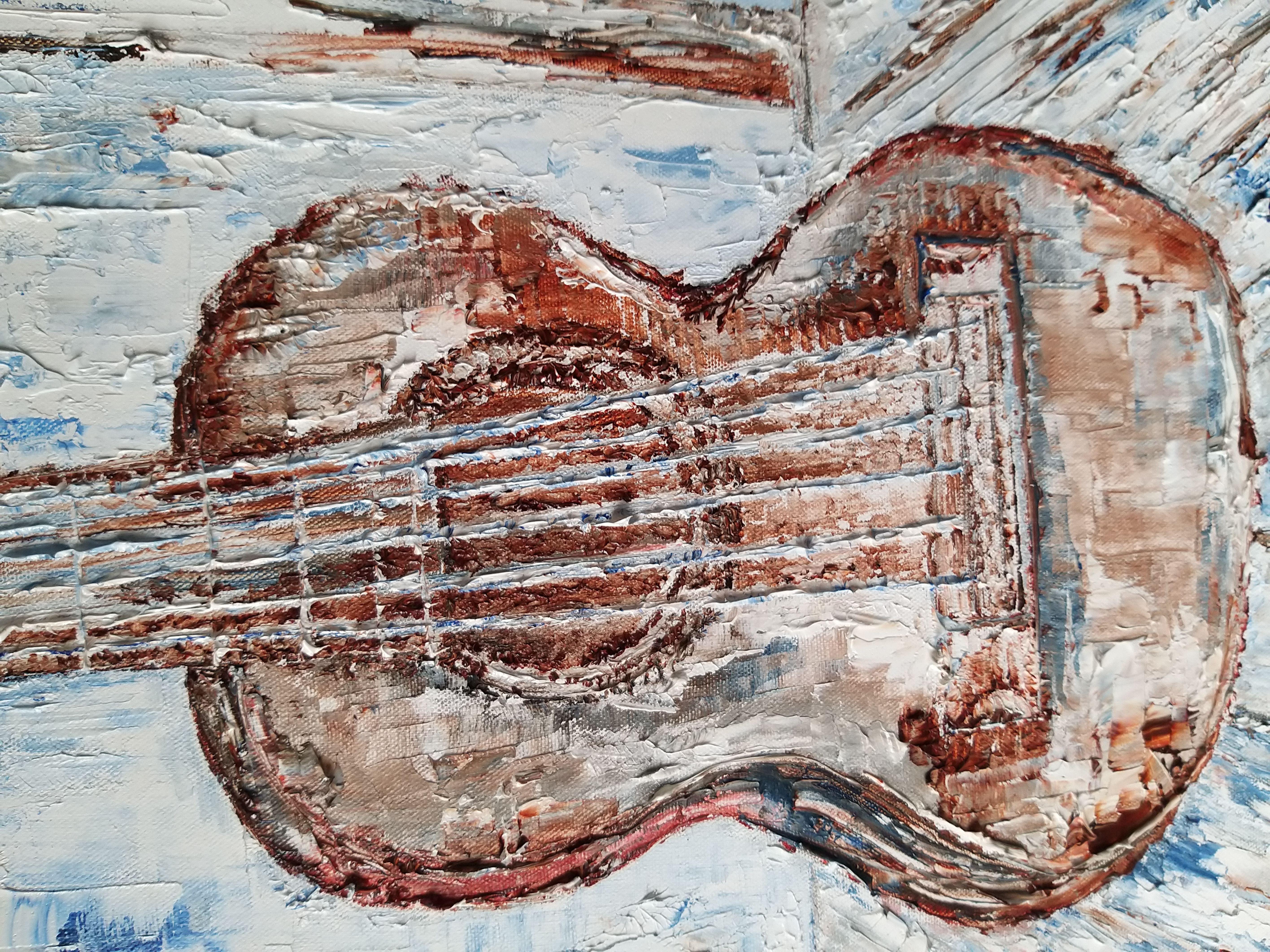 Die Gitarre, Gemälde, Öl auf Leinwand (Zeitgenössisch), Painting, von Shabana Godhrawala 