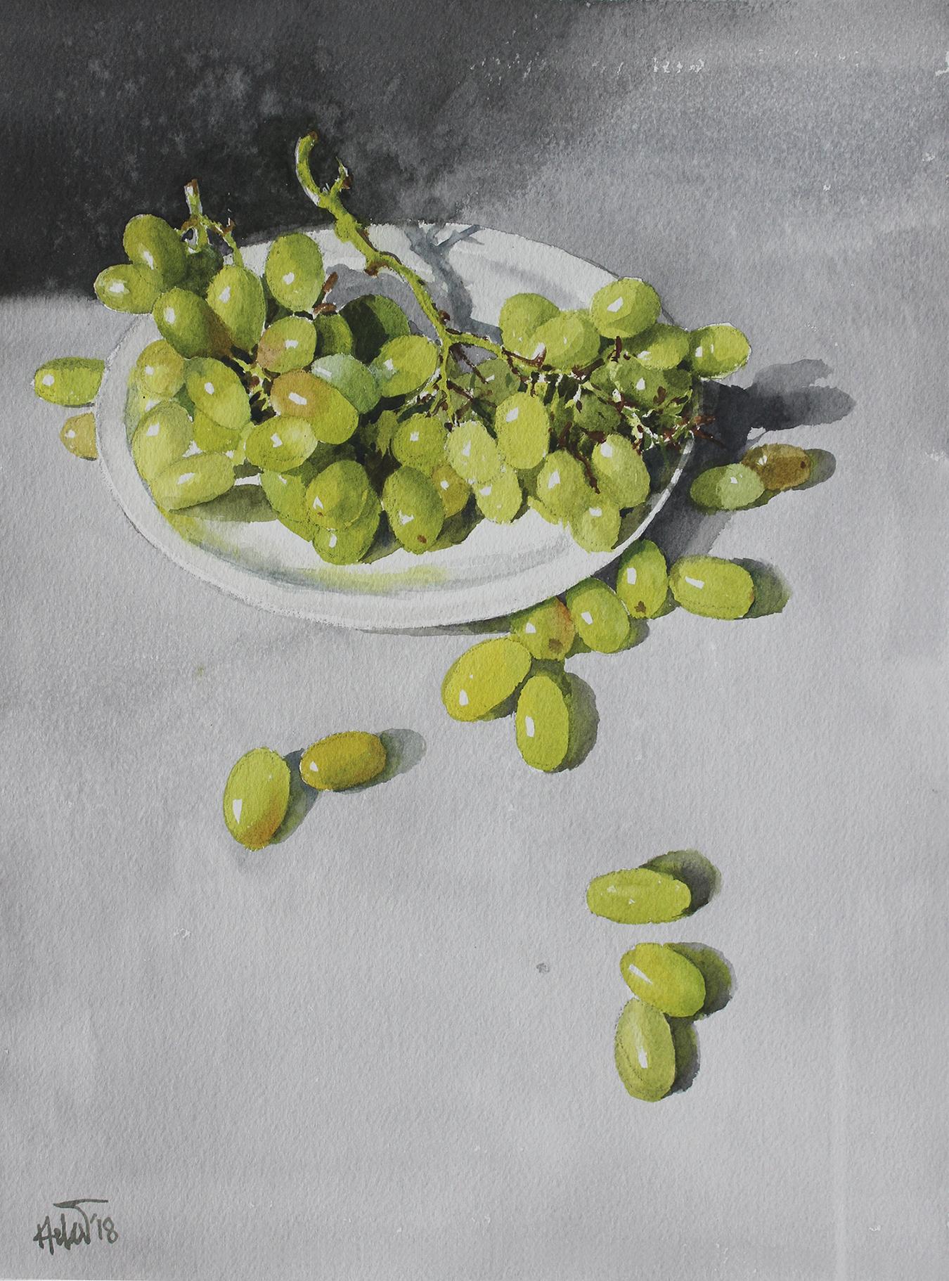 Grapes 01, Painting, Watercolor on Paper - Art by Helal Uddin