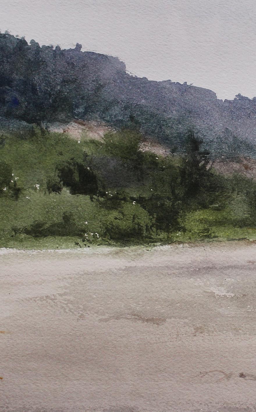 Bluffers Park, Painting, Watercolor on Paper - Impressionist Art by Helal Uddin