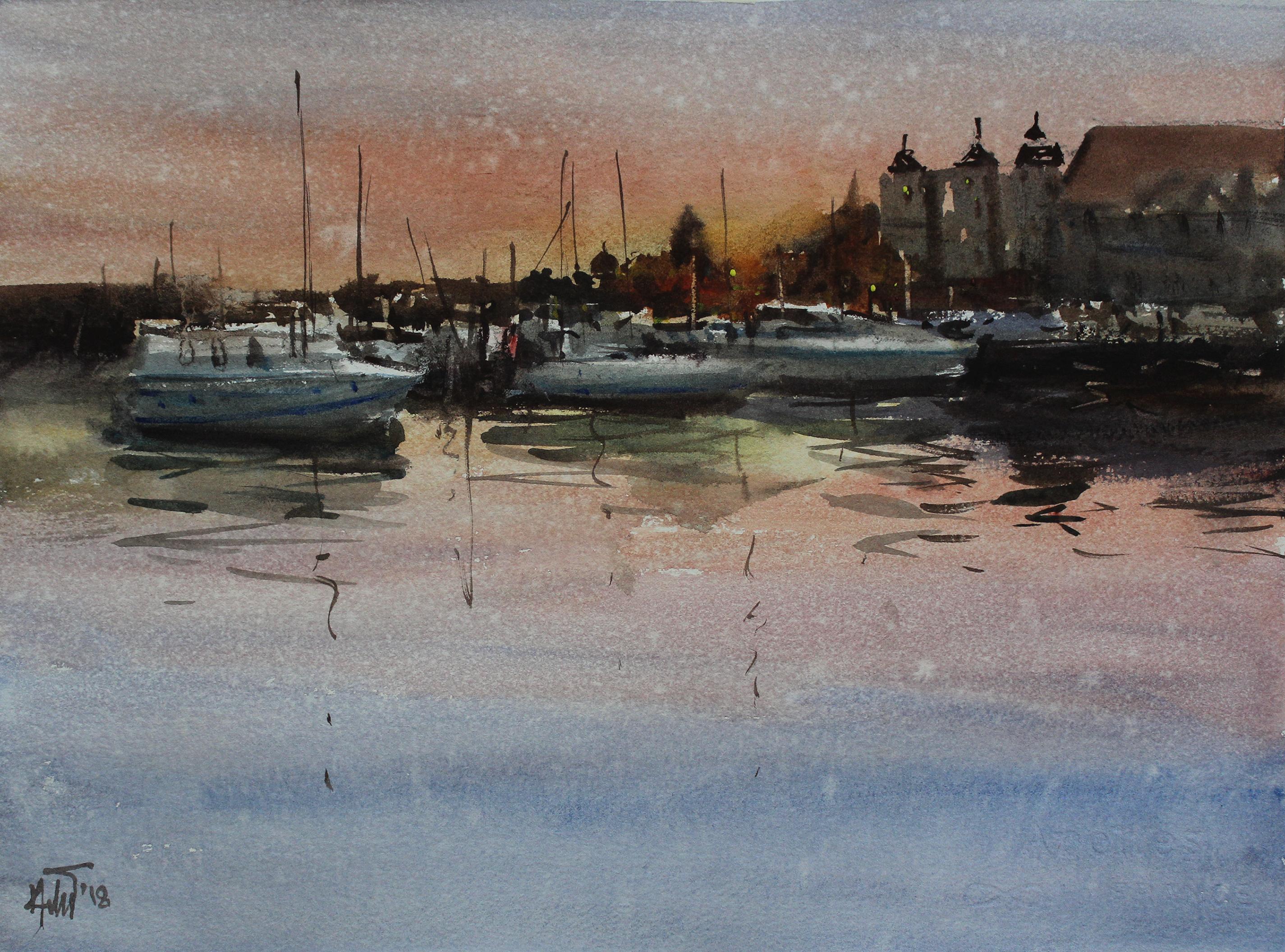 Sunset 01, Painting, Watercolor on Paper