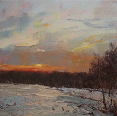 South Devon sunset, England, Painting, Oil on Canvas