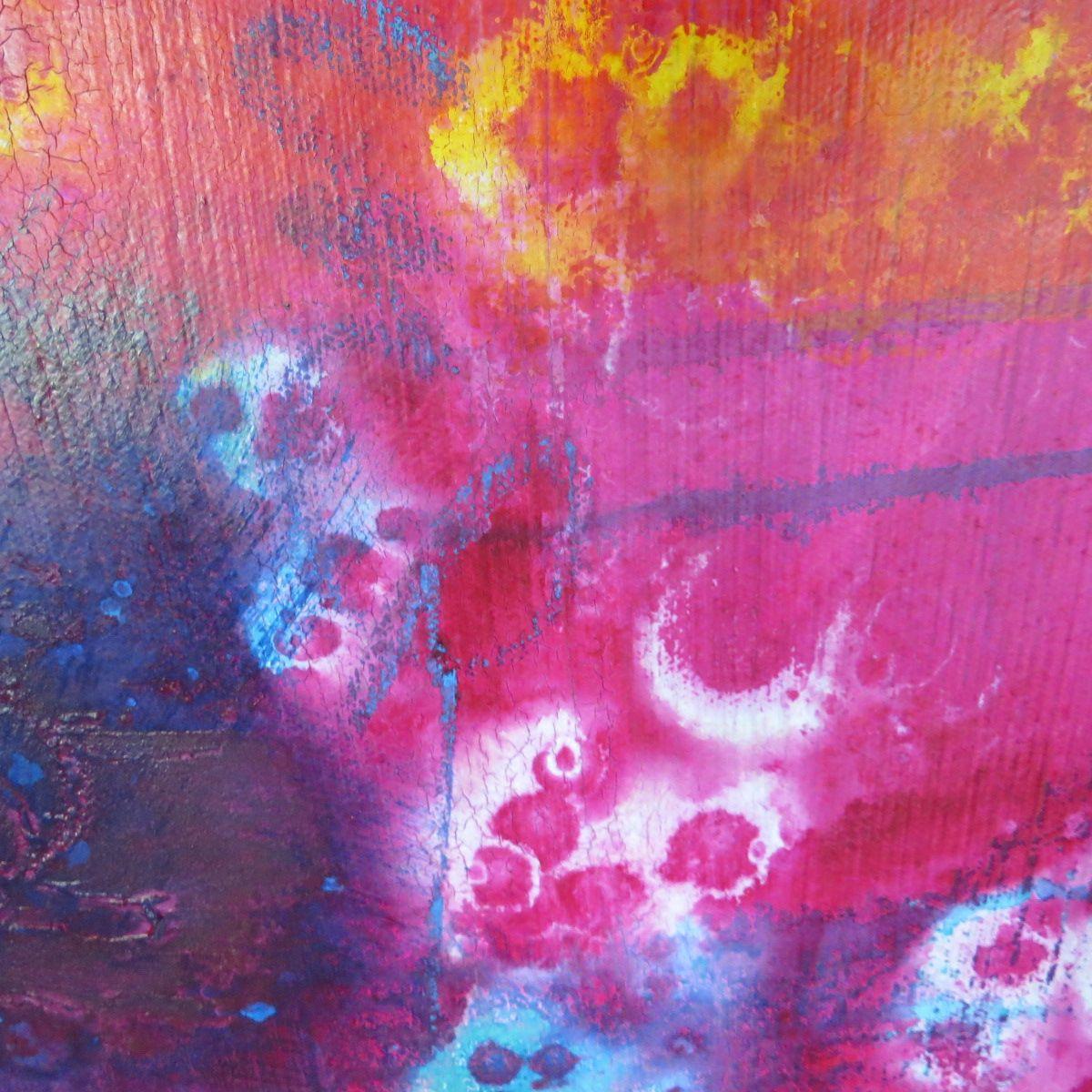 This vibrant painting is inspired by the colors and feeling of a carnival. The colors are blended as if in the rain.  :: Painting :: Abstract Expressionism :: This piece comes with an official certificate of authenticity signed by the artist ::